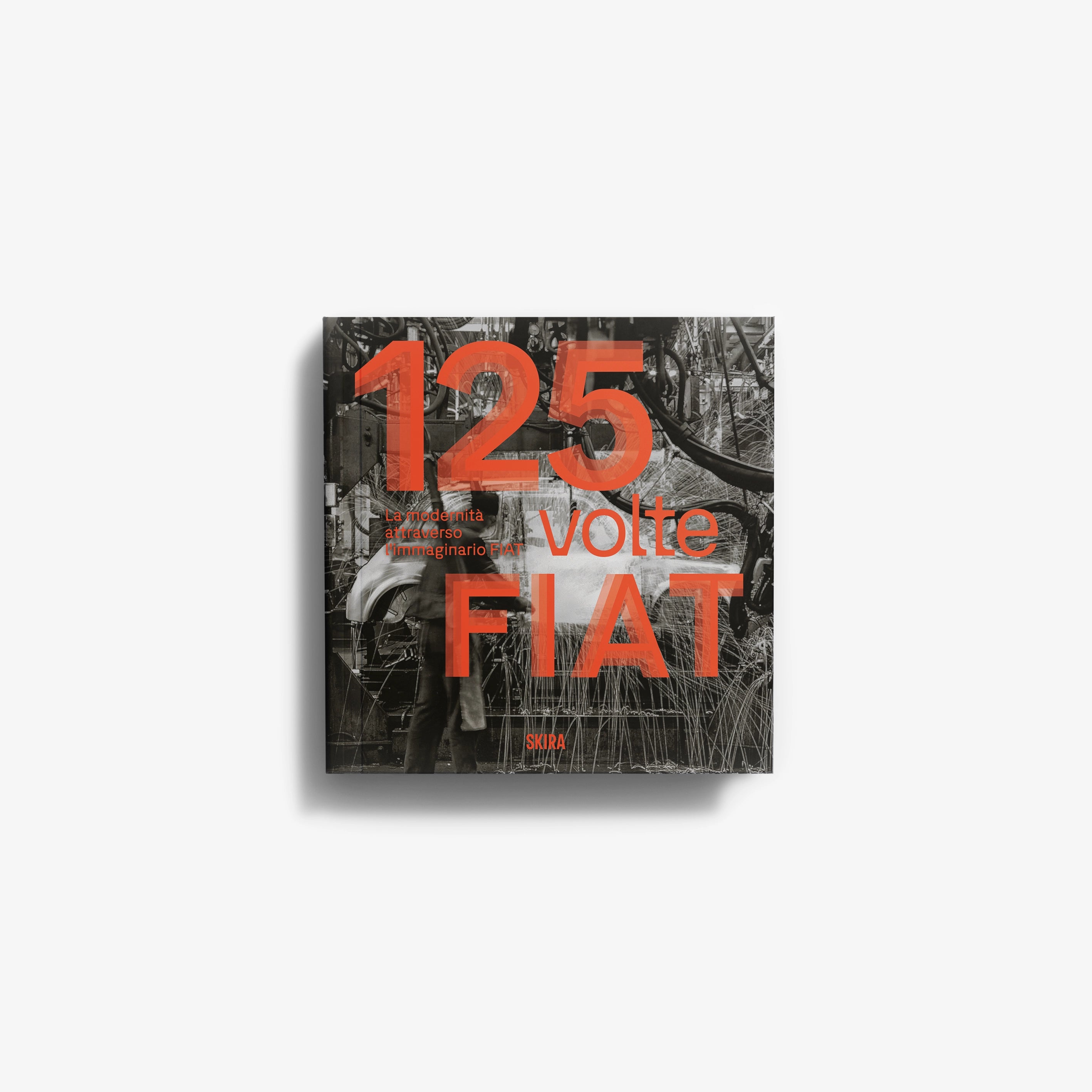 Illustrated book by Skira Arte with black and orange Fiat 125 cover and printed text and photographs