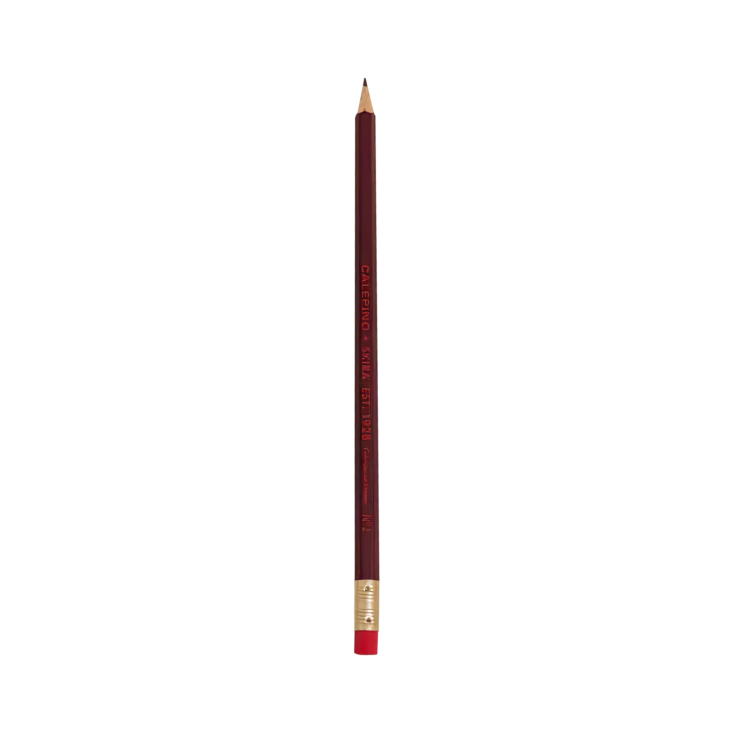 Burgundy wood pencil with pointed graphite tip and red end cap