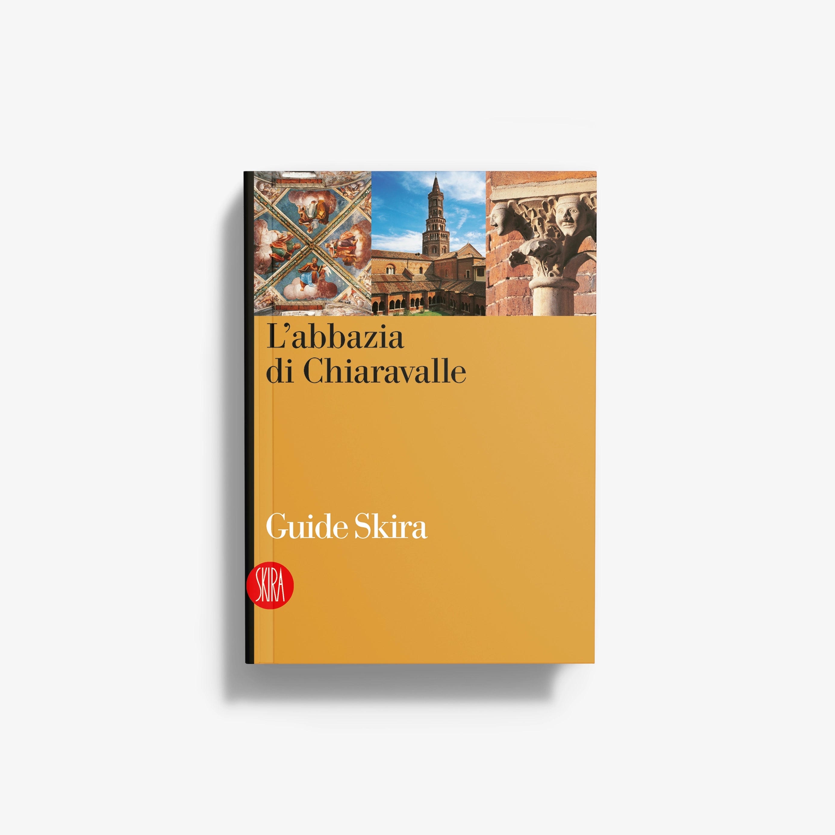 Yellow hardcover guide book with illustrated top banner and title text
