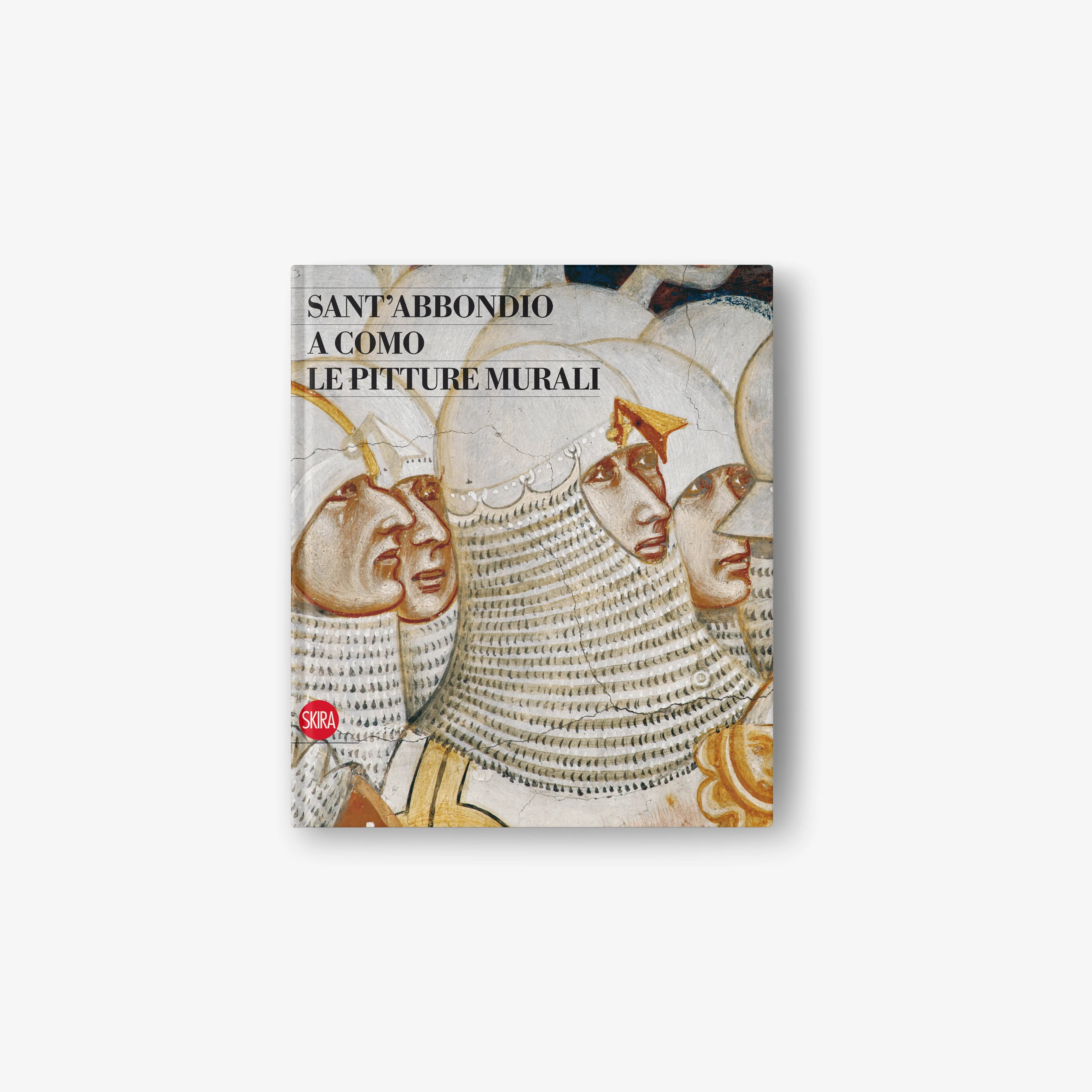 Art book with mural painting cover, illustrated faces and decorative border