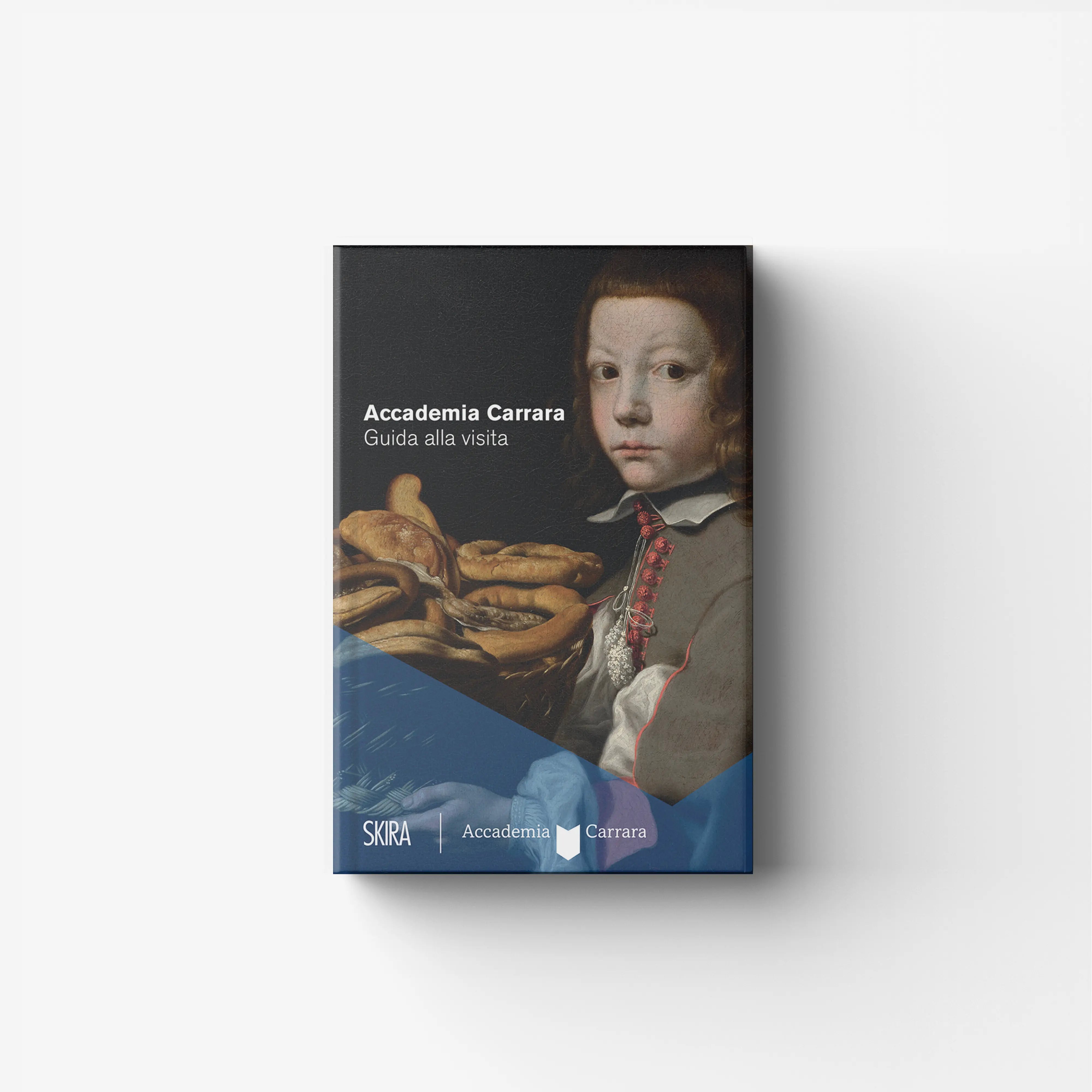 Art museum visit guide book by Skira Arte for Accademia Carrara, black cover with portrait artwork and title text