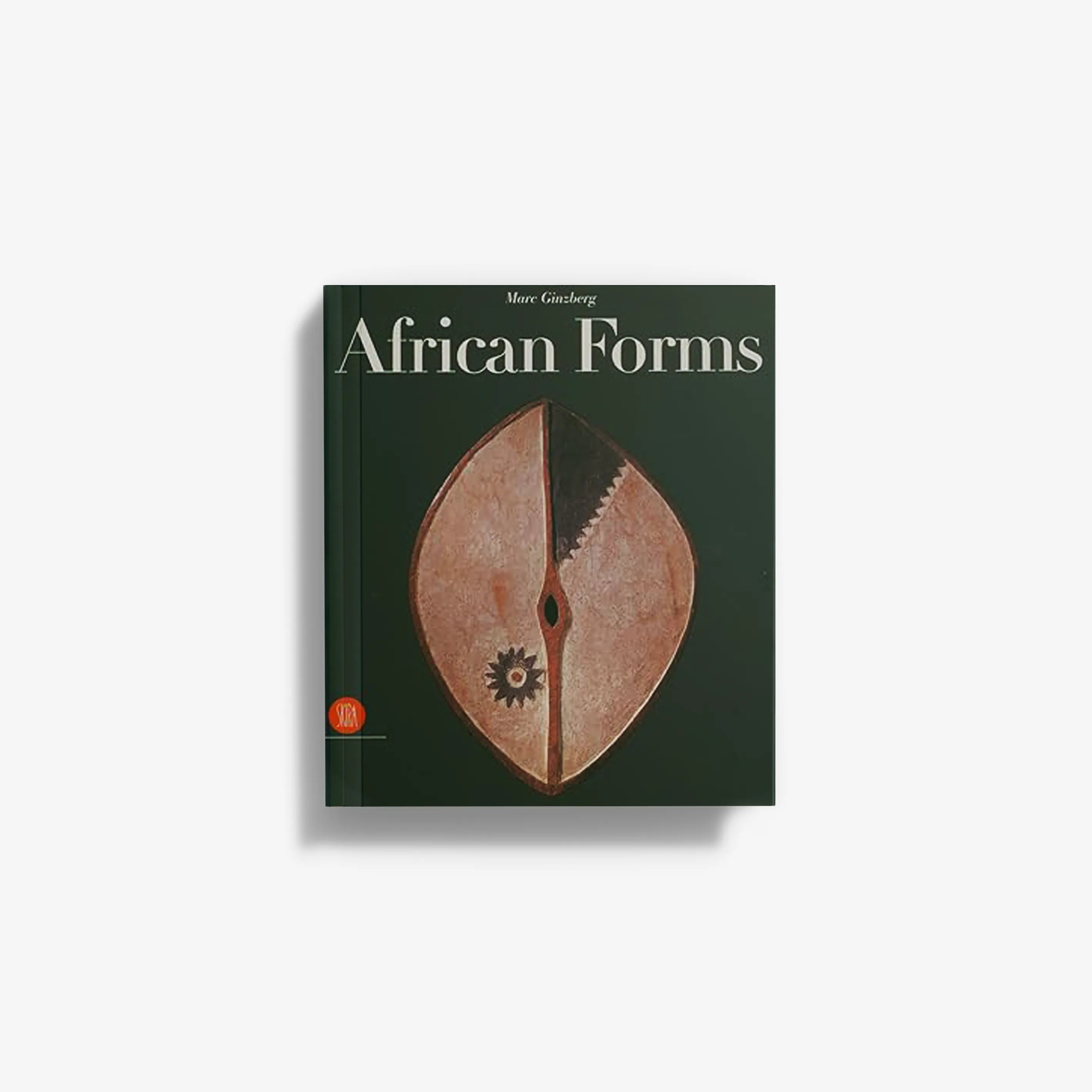 African Forms book cover with dark green background and abstract copper face artwork