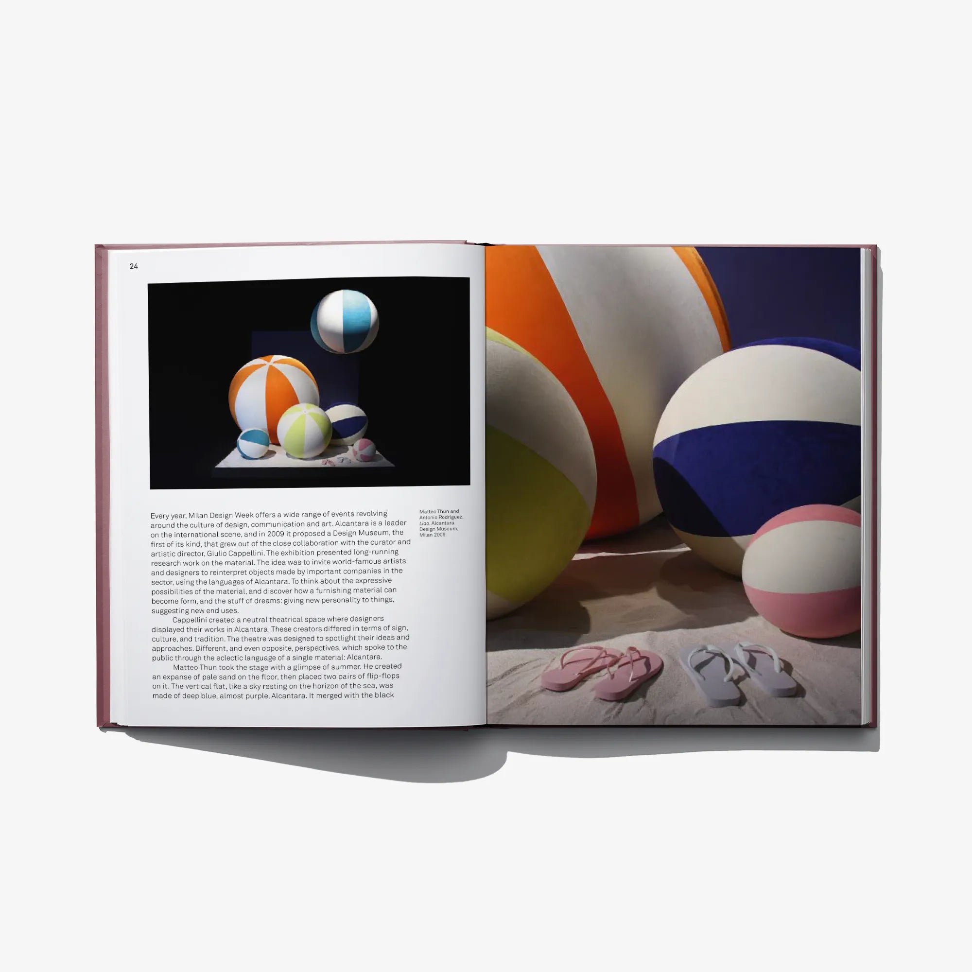 Open ALCANTARA art book with colorful photo spread