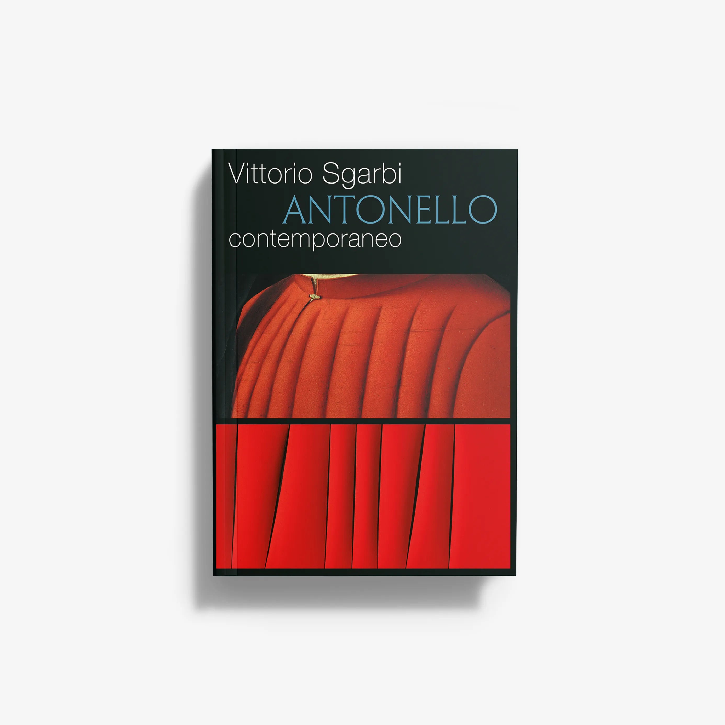 Antonello contemporaneo book cover with red pleated fabric illustration and title text