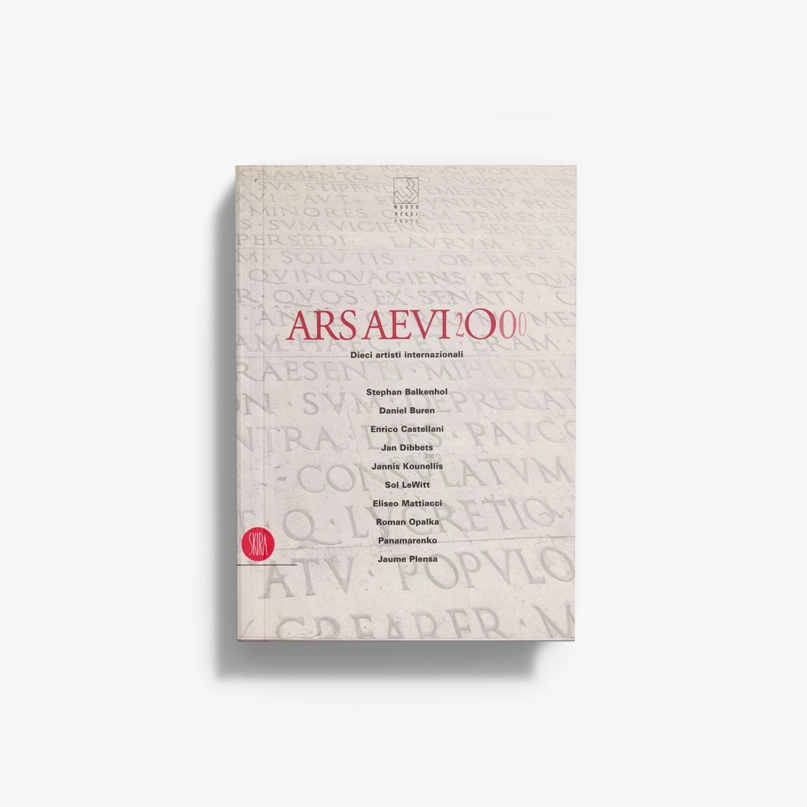 Beige book cover with red Ars Aevi 2000 title and circular emblem