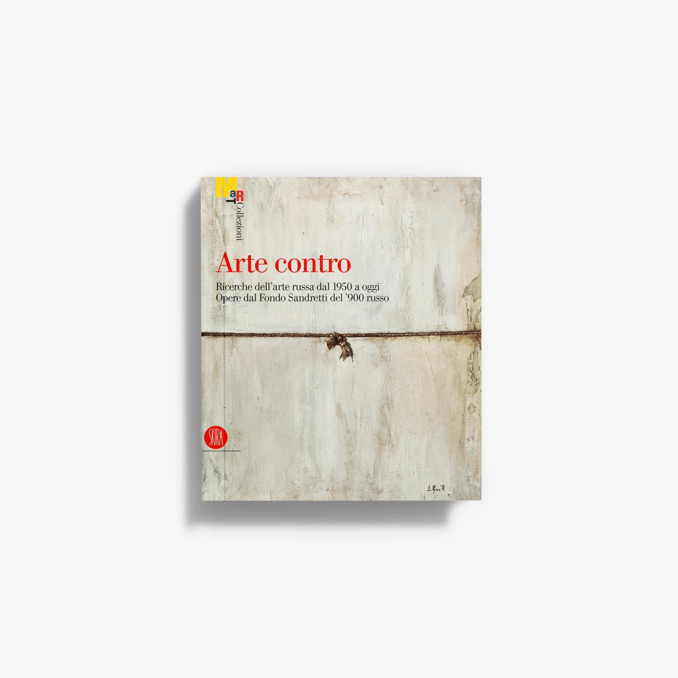 Art book cover with beige abstract print and title text