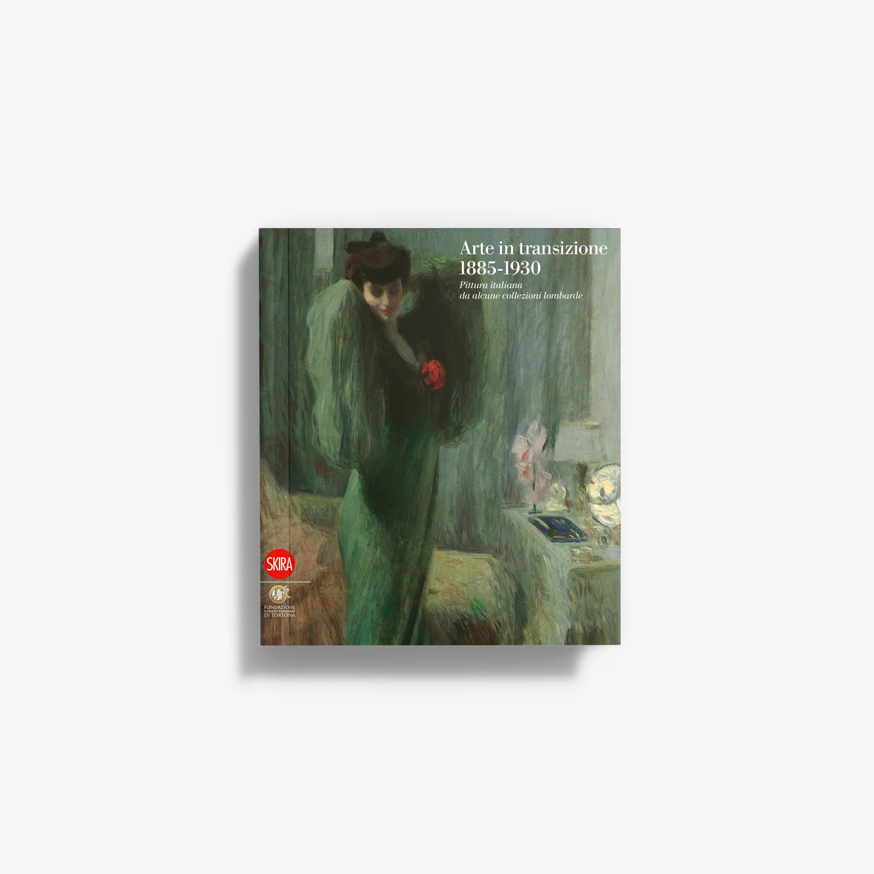 Art in Transition book cover with woman in green dress holding a red rose and flowers
