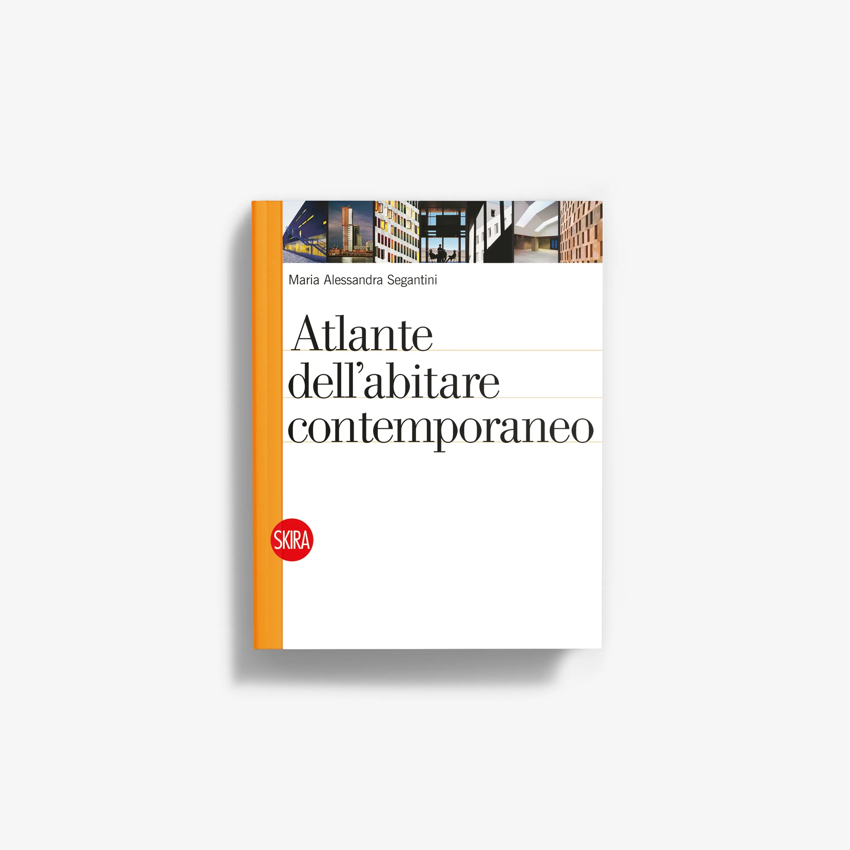 Atlas of Contemporary Living book with white cover, title text and orange spine stripe