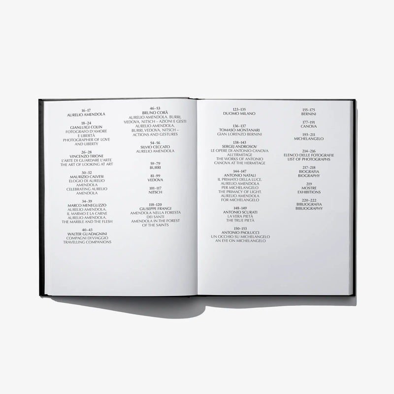 Open hardcover photo book showing two-column list of names and dates