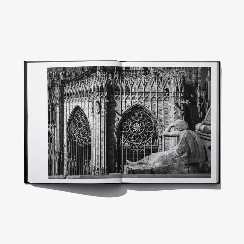 Aurelio Amendola photo book open to a black-and-white cathedral facade spread