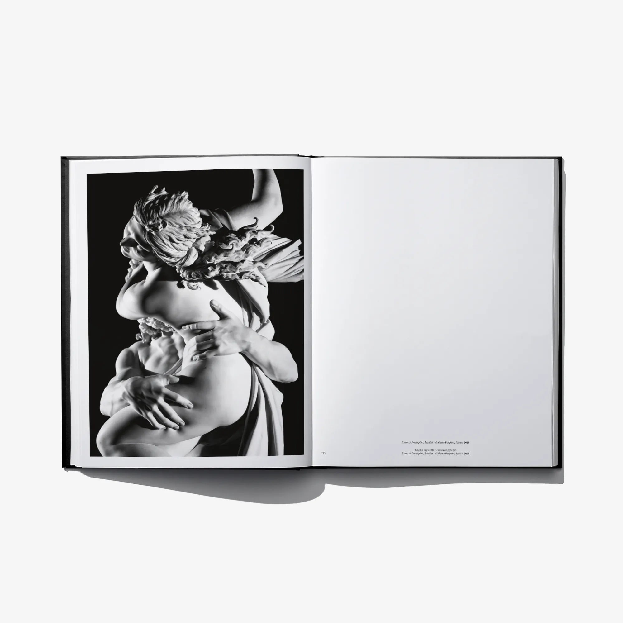 Open hardcover photo book with black-and-white close-up portrait of people and flowers