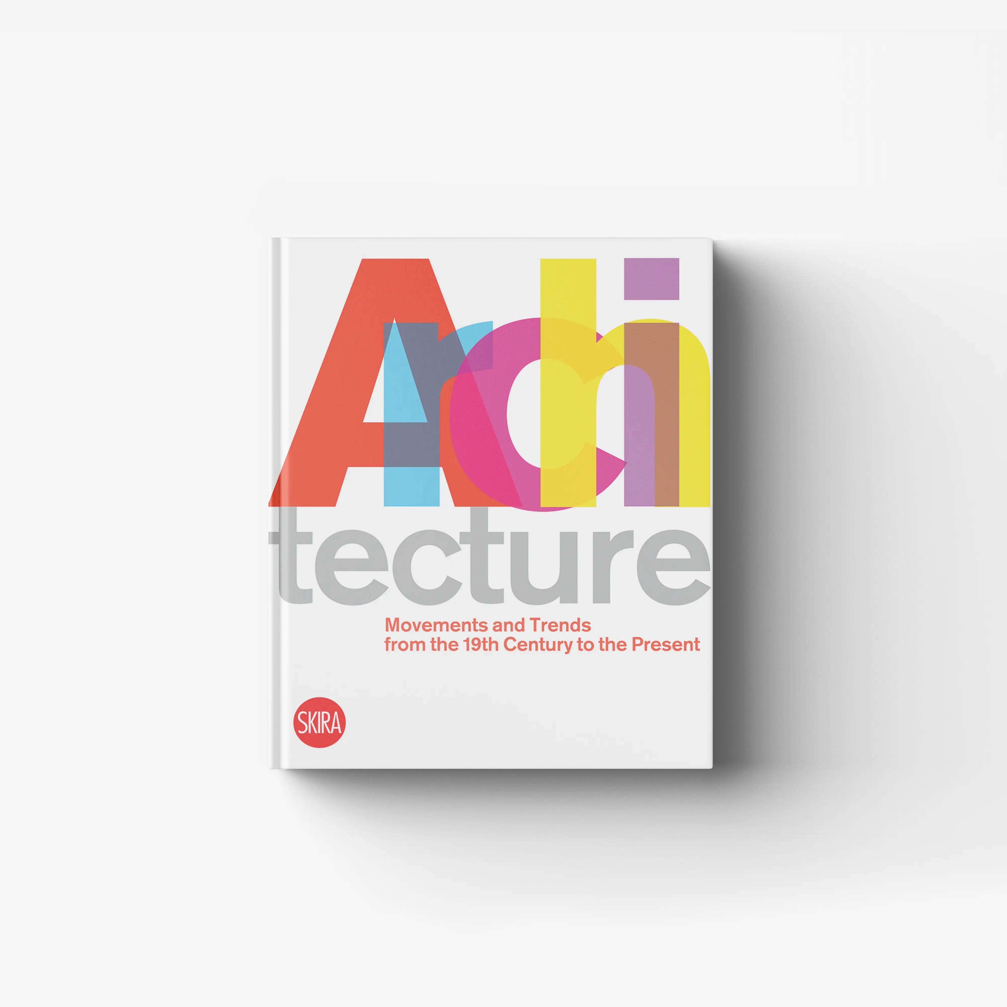 Architecture book by Skira Arte with bold abstract cover design and large multicolour letters