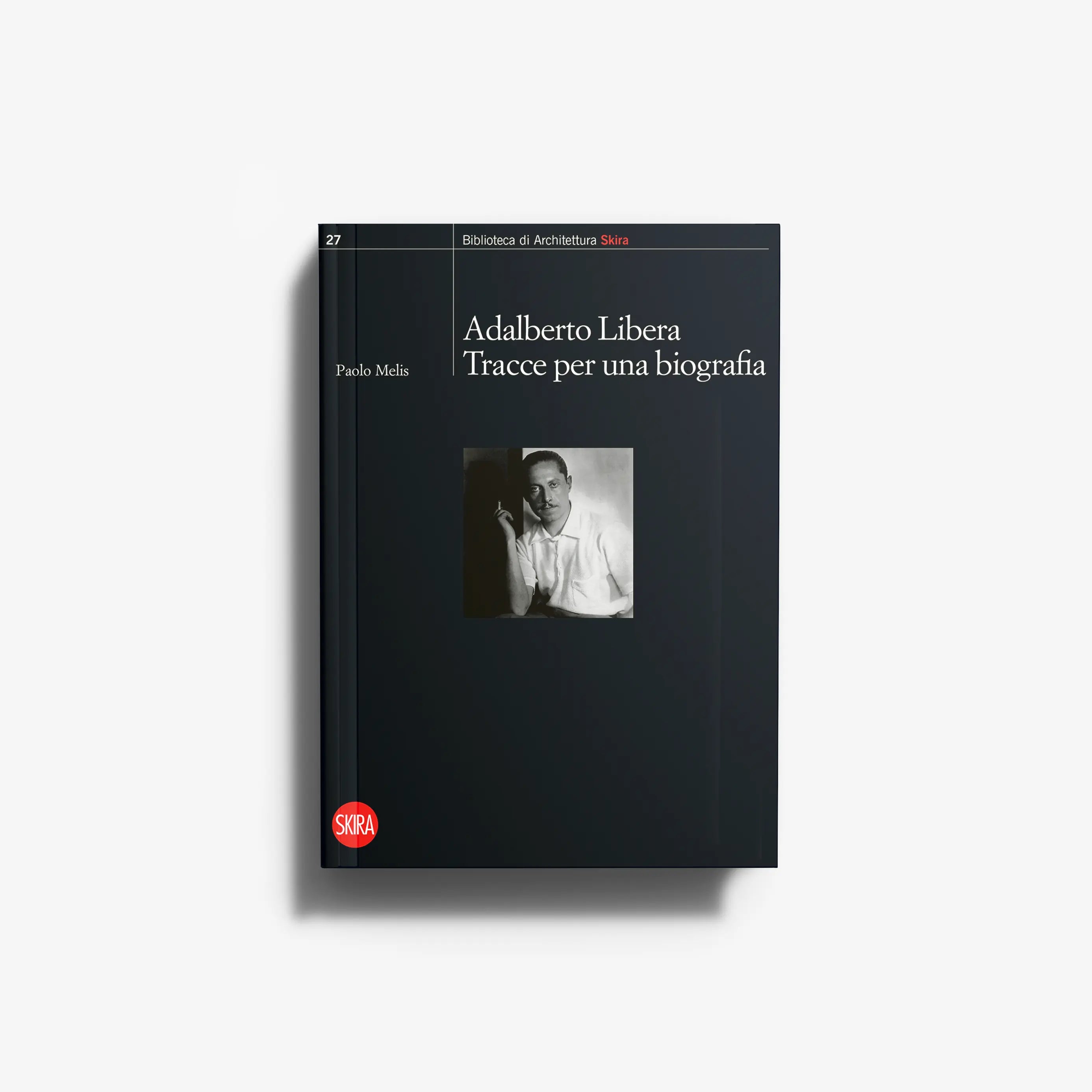 Dark hardcover book with Adalberto Libera title and small portrait on cover