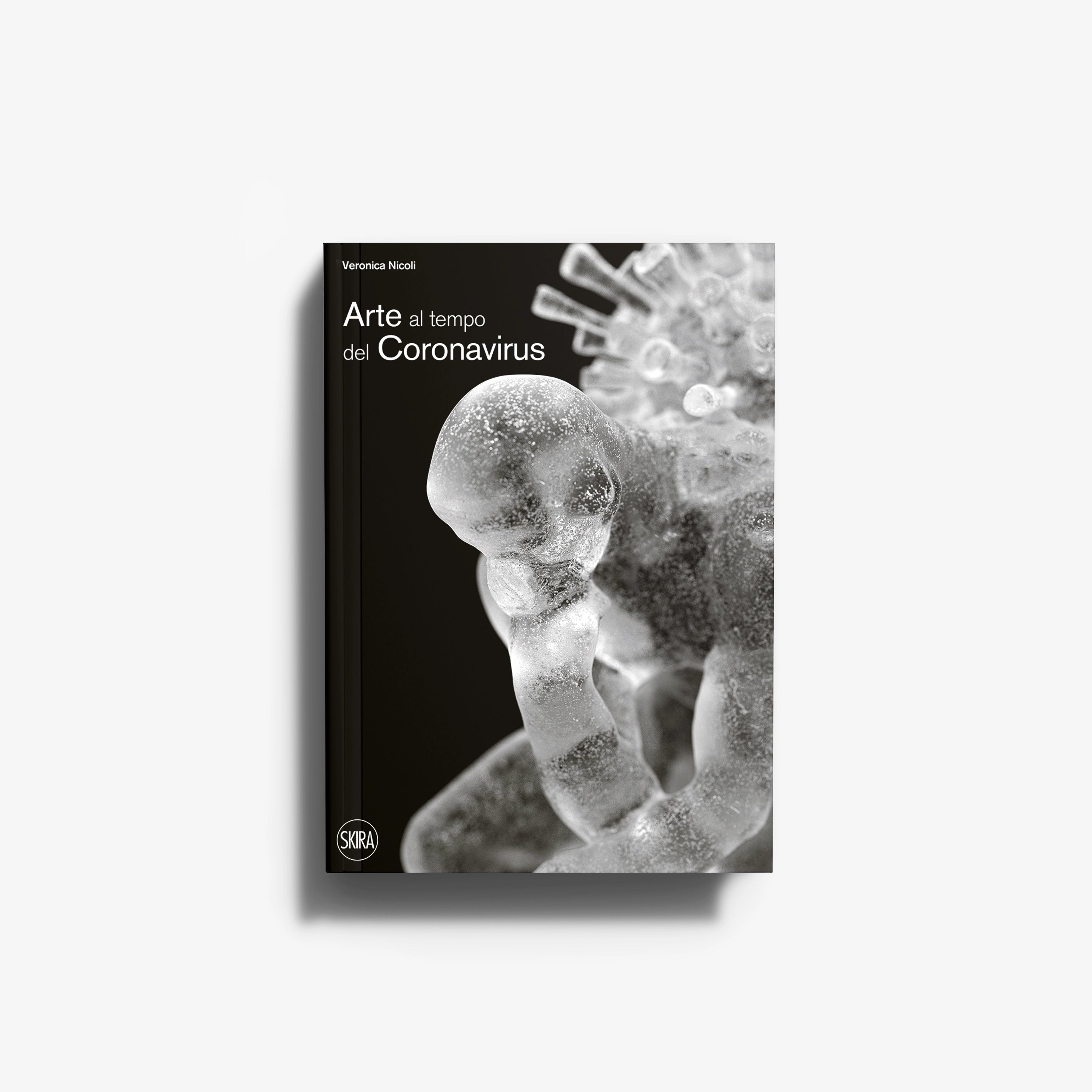 Contemporary art book in black and silver with Skira Arte, documenting the coronavirus pandemic period