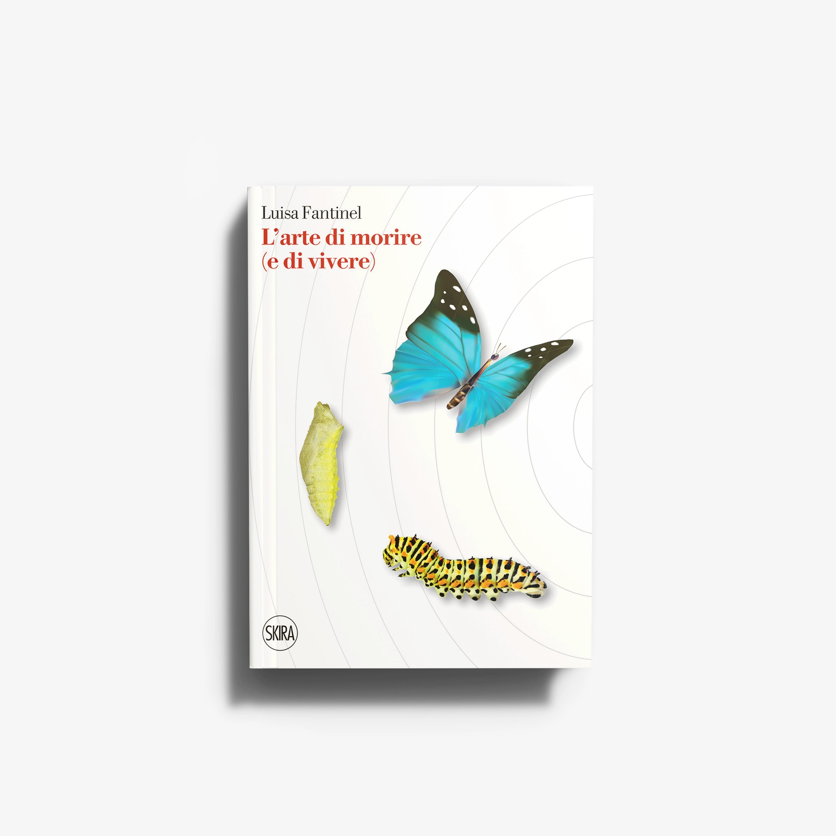 Hardback art criticism book by Skira Arte with white cover and illustrated butterflies, by Luisa Fantinel