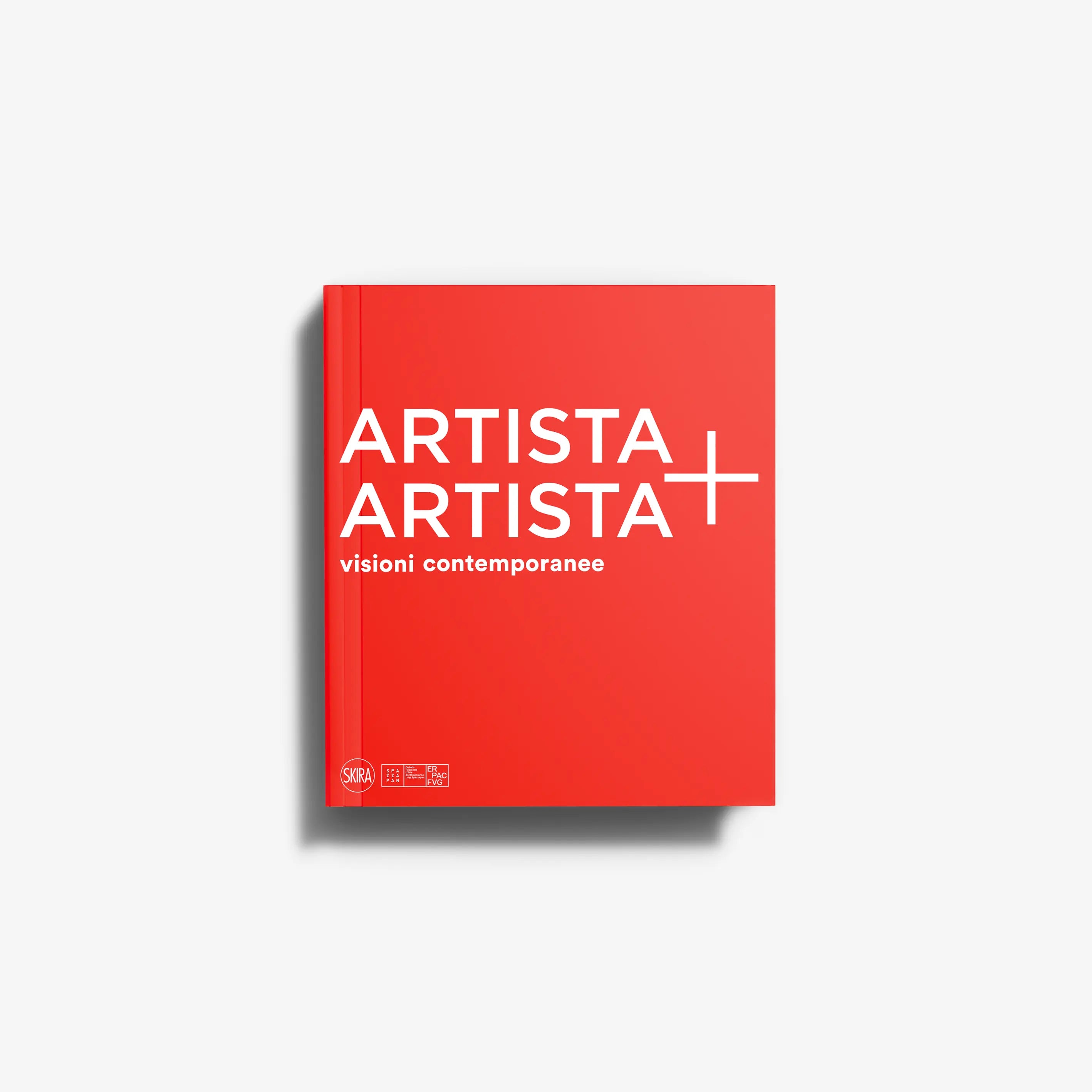 Contemporary art catalogue Skira Arte in red with large white title Artista, Artista and subtitle visioni contemporanee