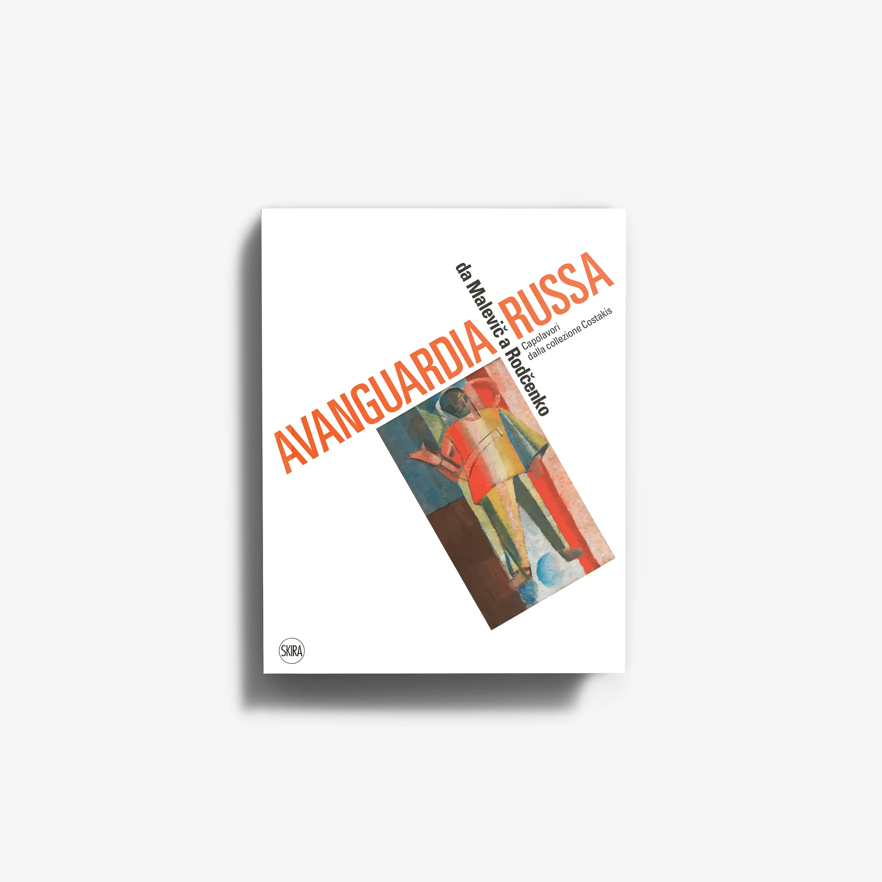 Russian avant-garde art book cover with orange and multicolor geometric collage