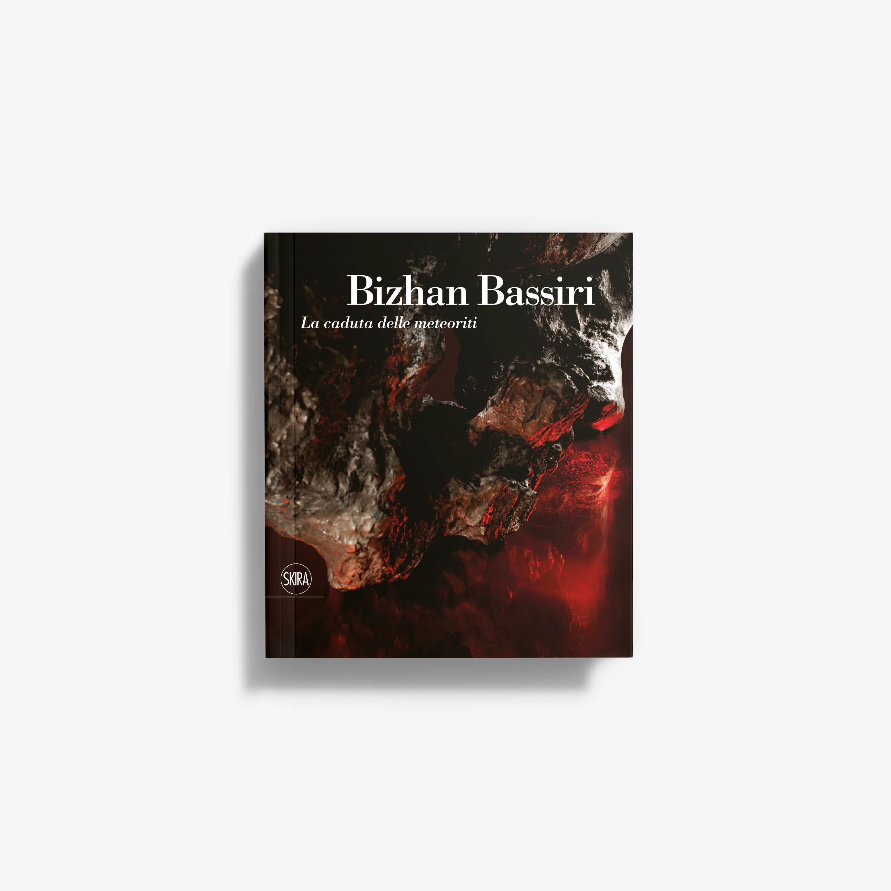 Art book cover with abstract dark-and-red painting and title Bizhan Bassiri