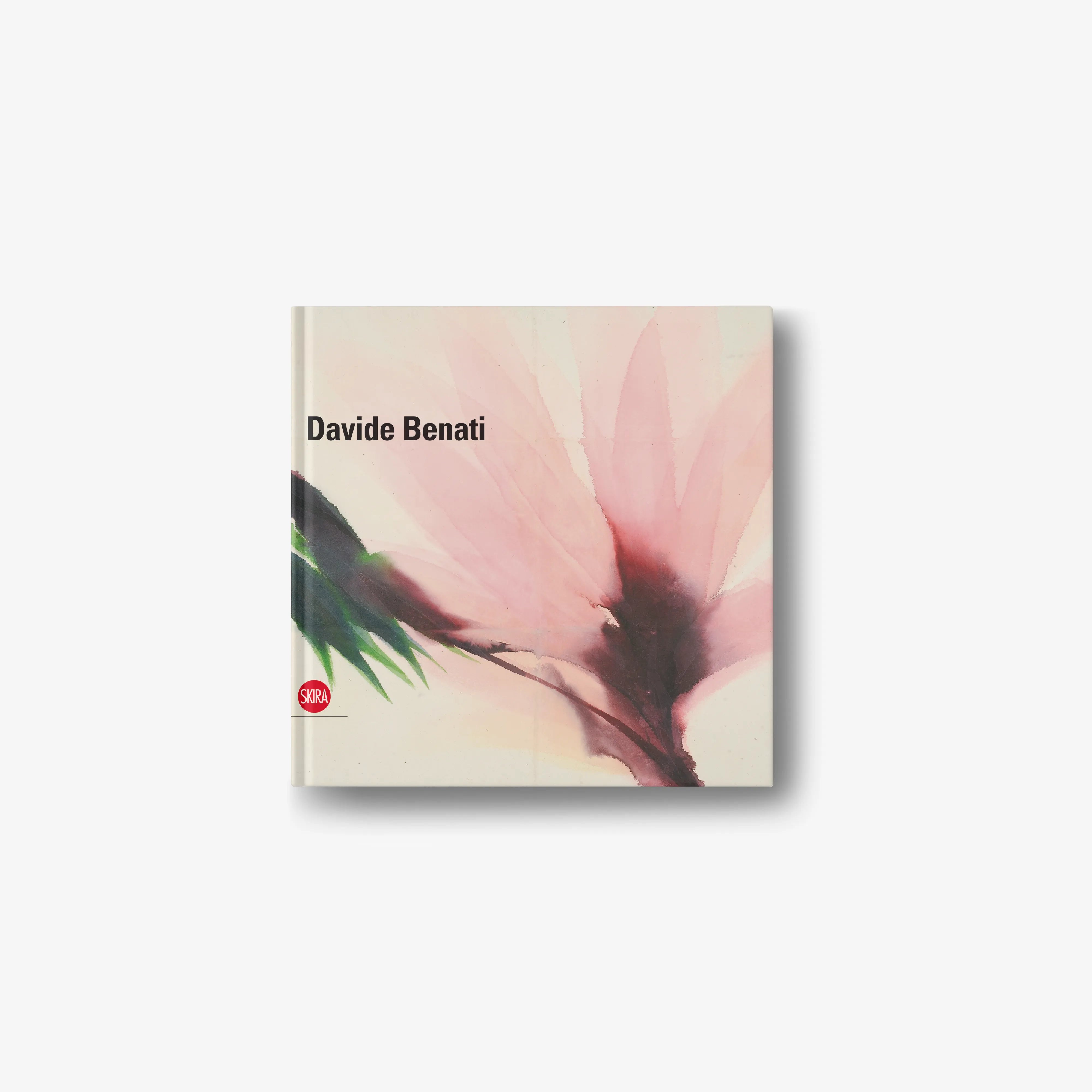 Square art print featuring a pink blossom and dark branch with leaves