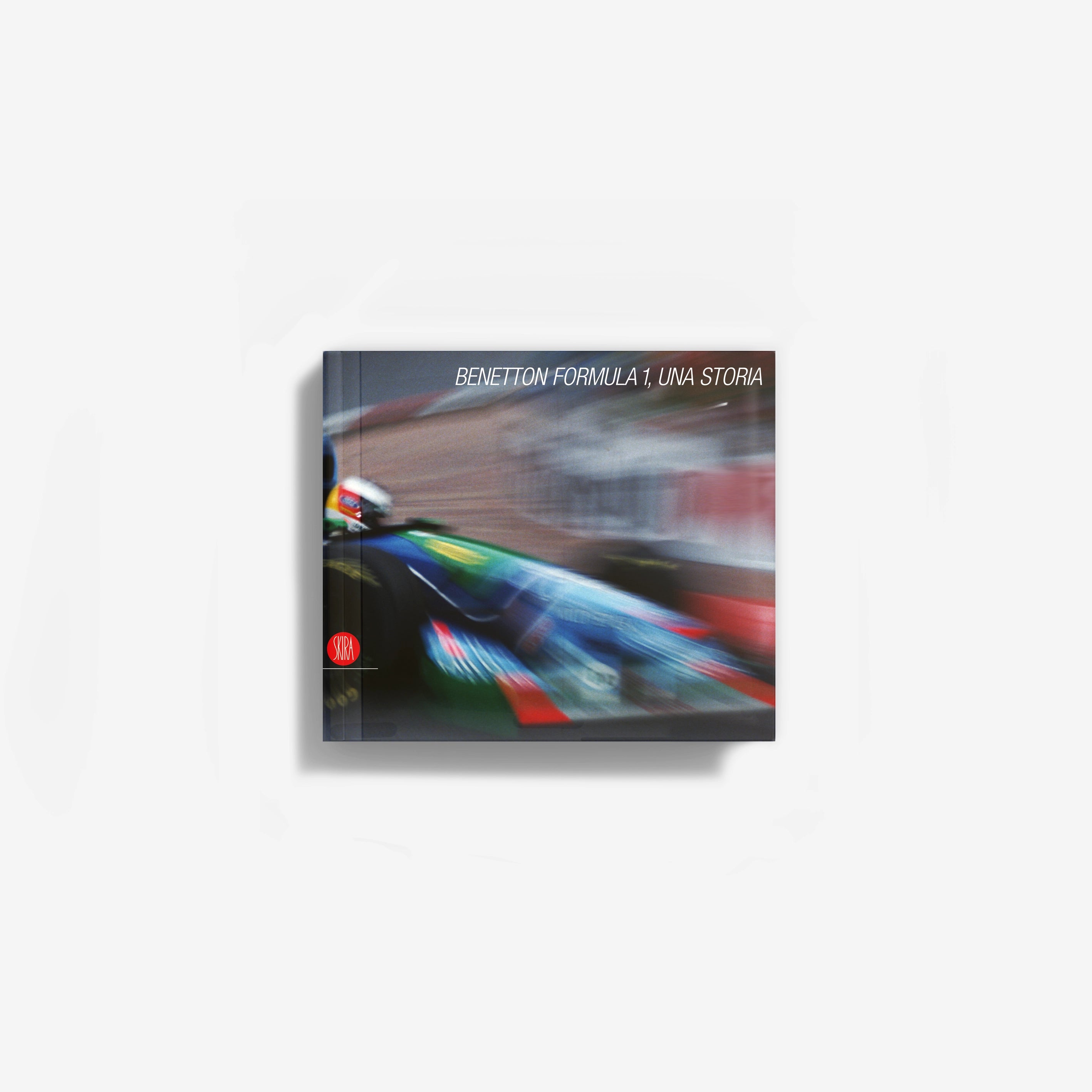 Hardcover book cover, Benetton Formula 1, Una storia, racing car motion blur art