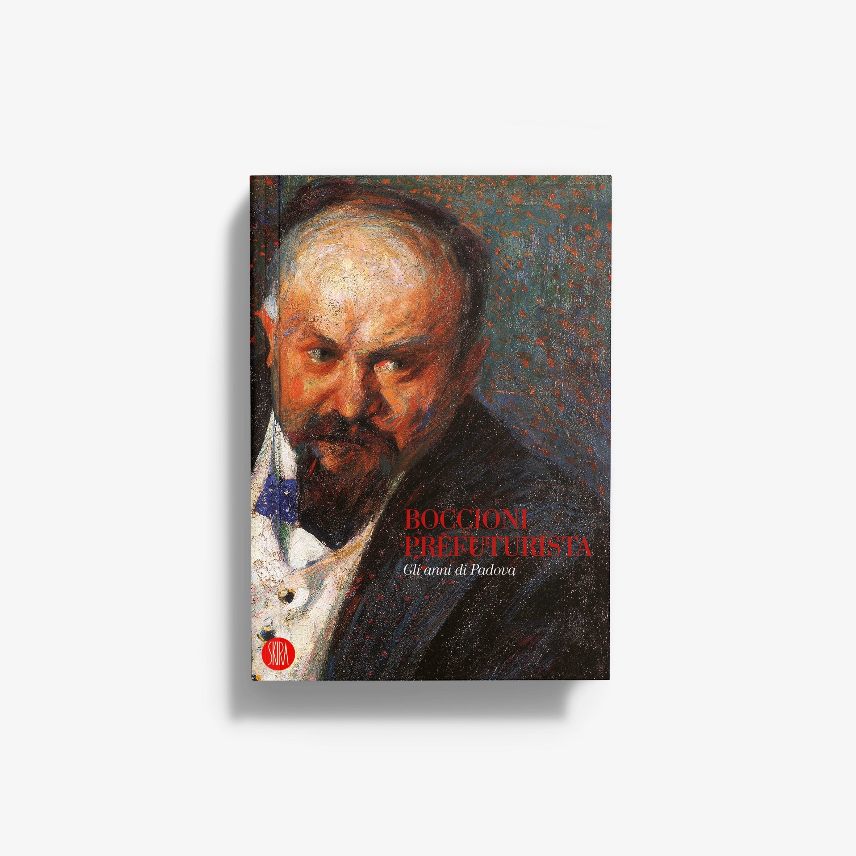 Paperback art book cover with older man portrait and red BOCCIONI title text