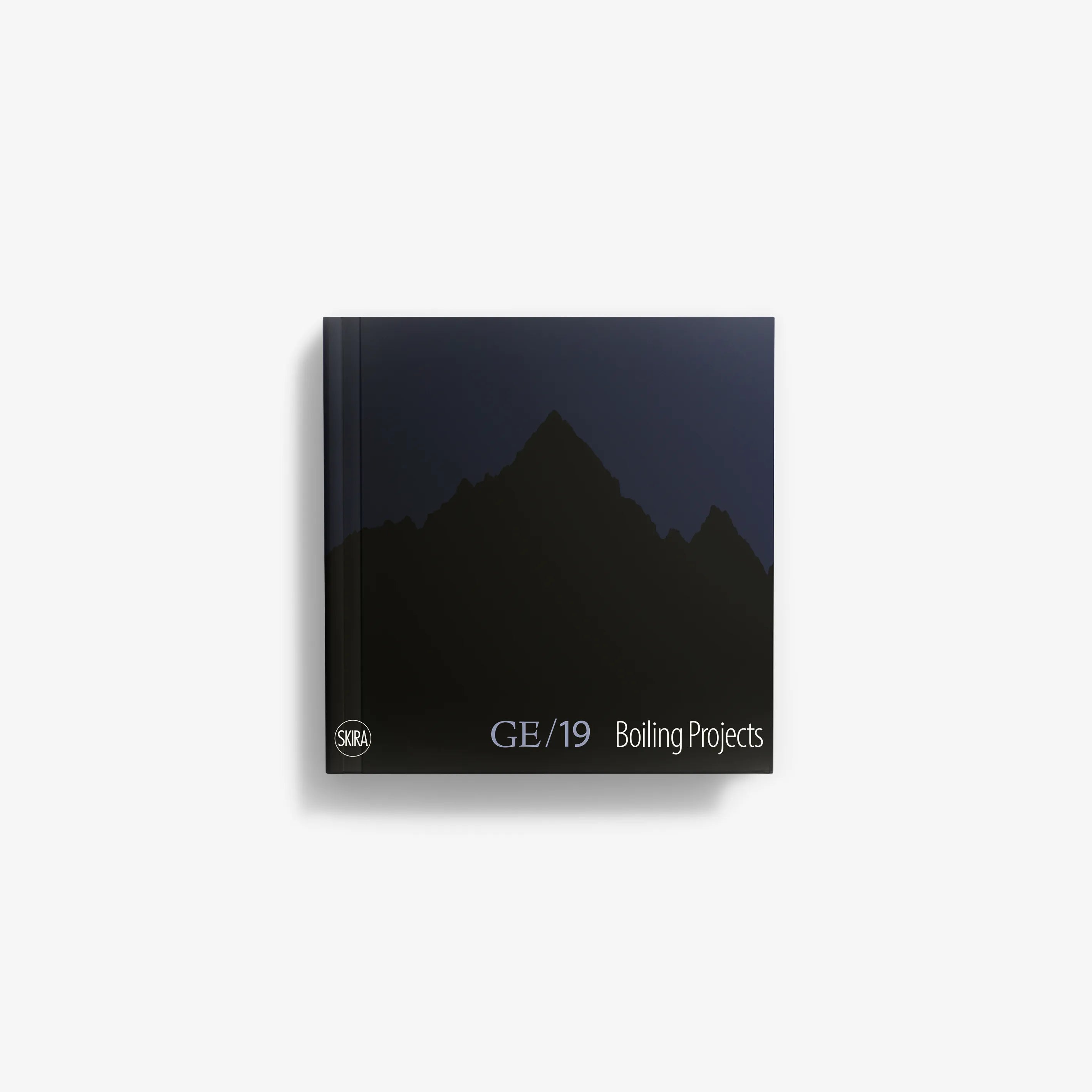 Dark art book cover with mountain silhouette and "GE /19 Boiling Projects" text