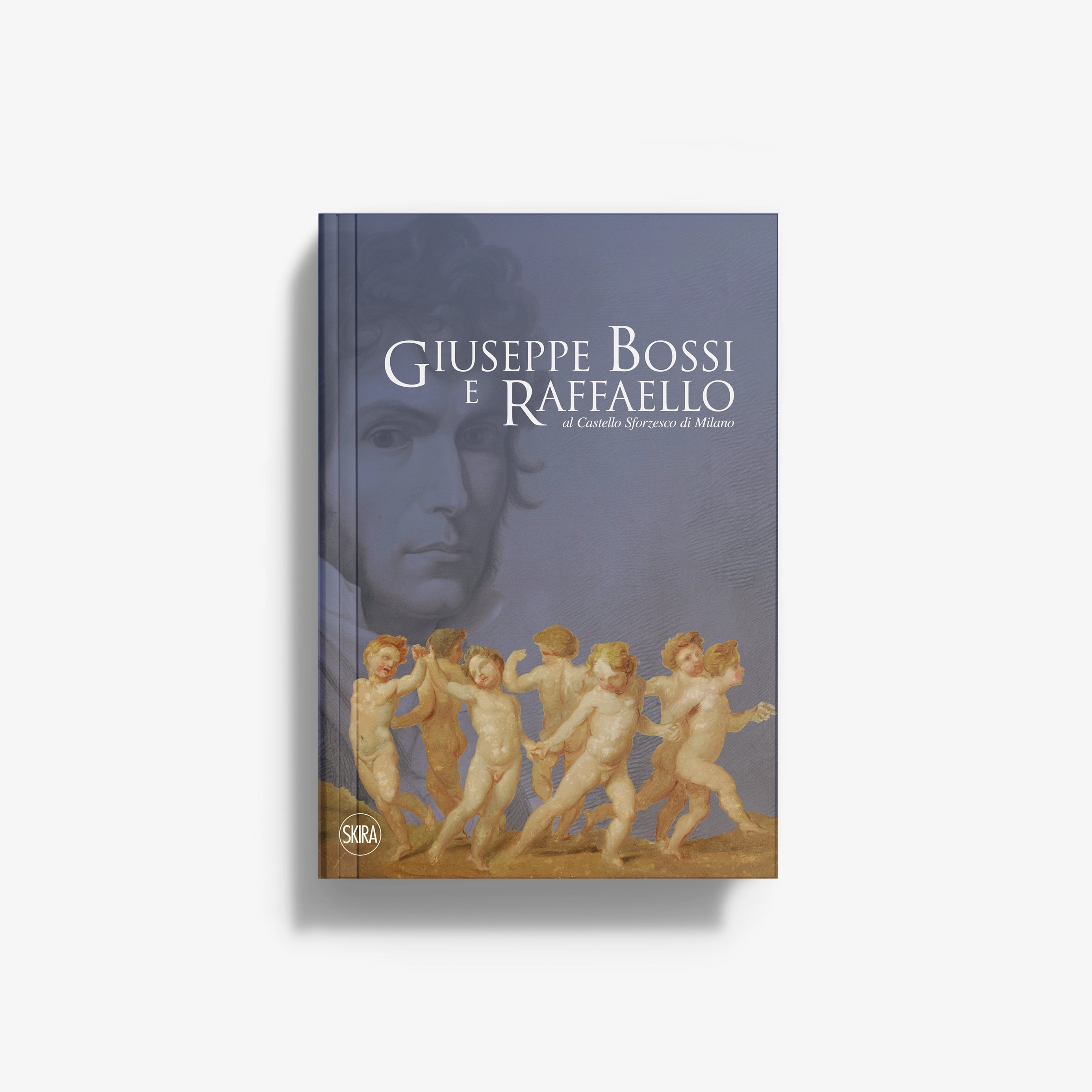 Hardcover art book with blue-gray cover and classical figure illustrations