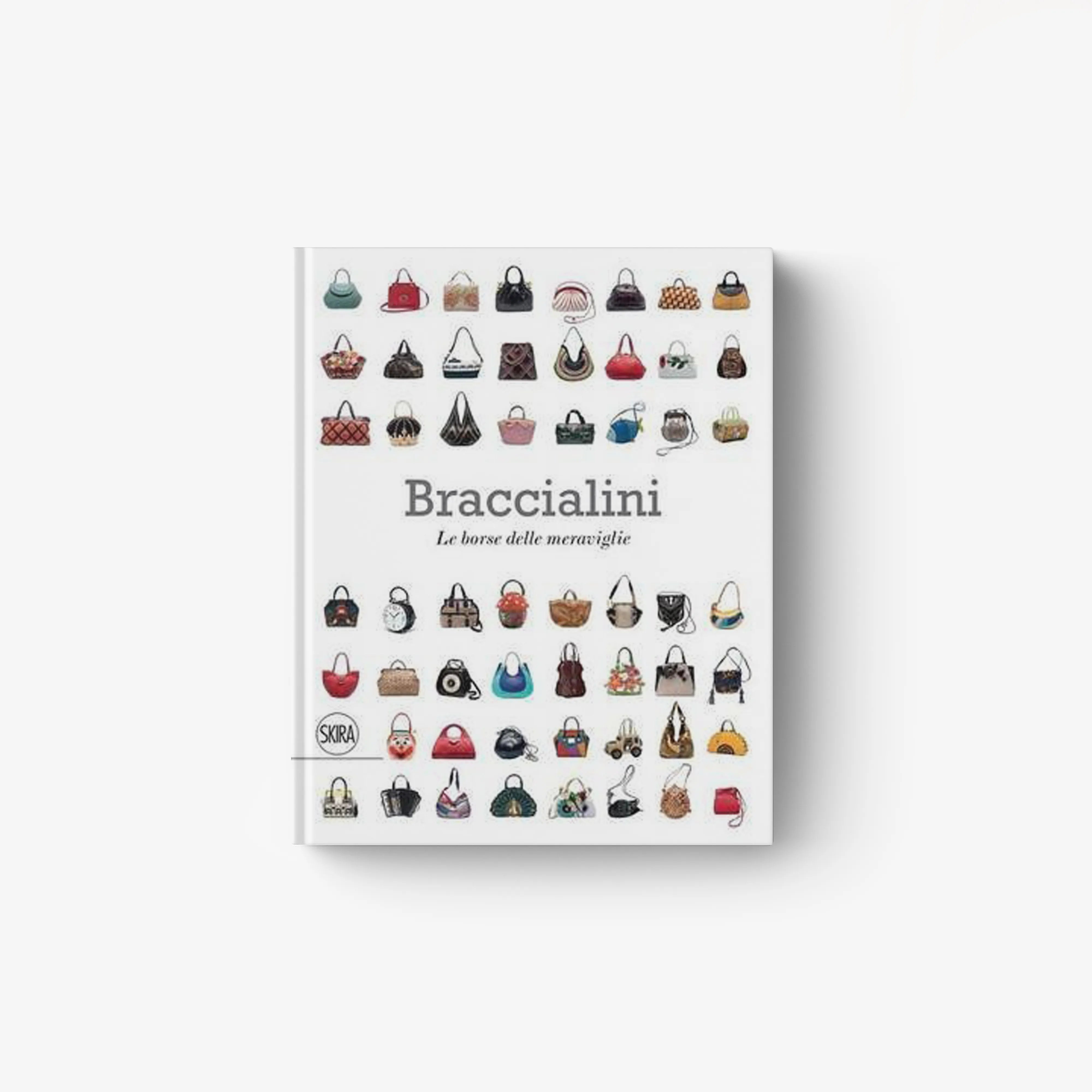 Braccialini illustrated booklet with colorful bag icons and title on cover