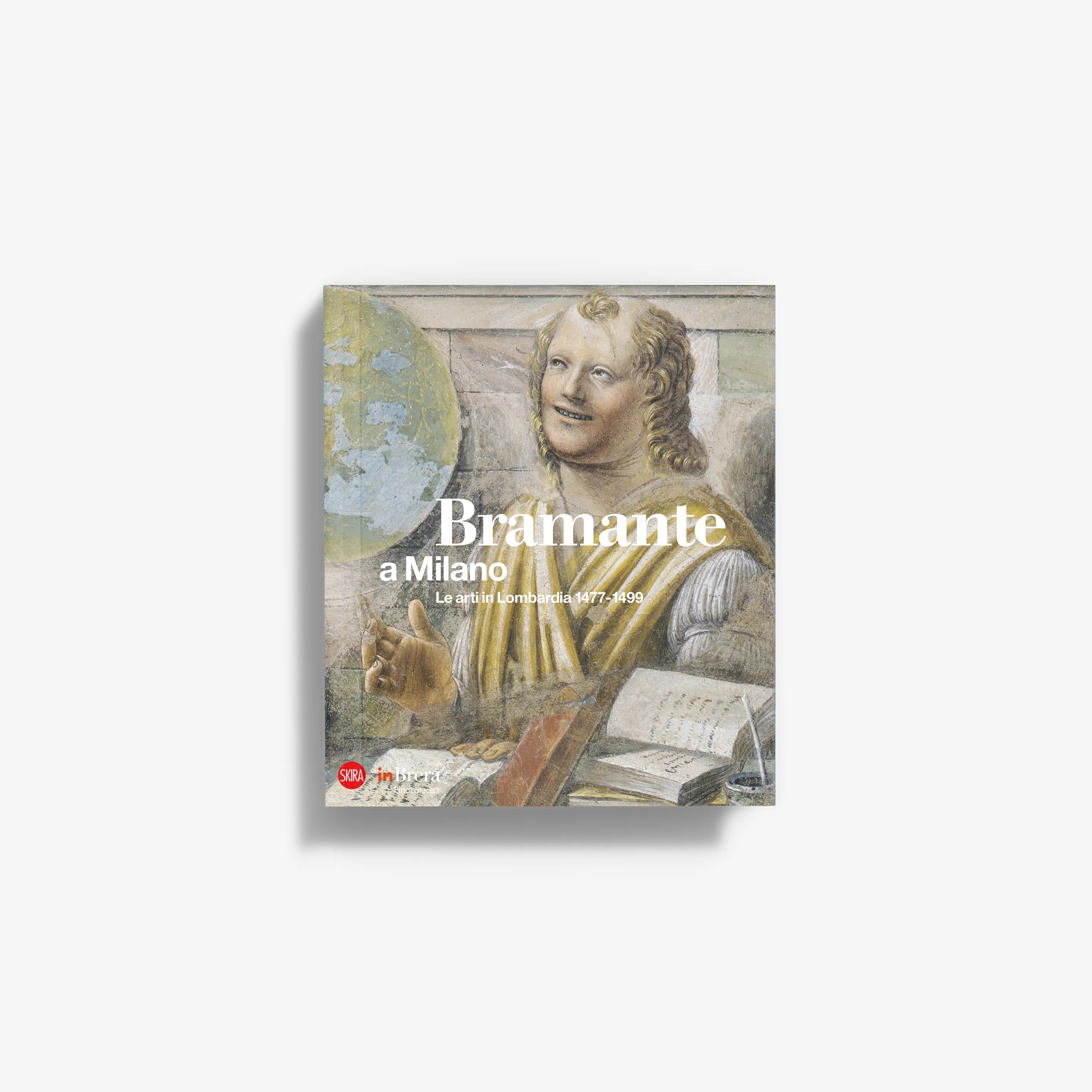 Art history book cover with Renaissance portrait and papers illustration