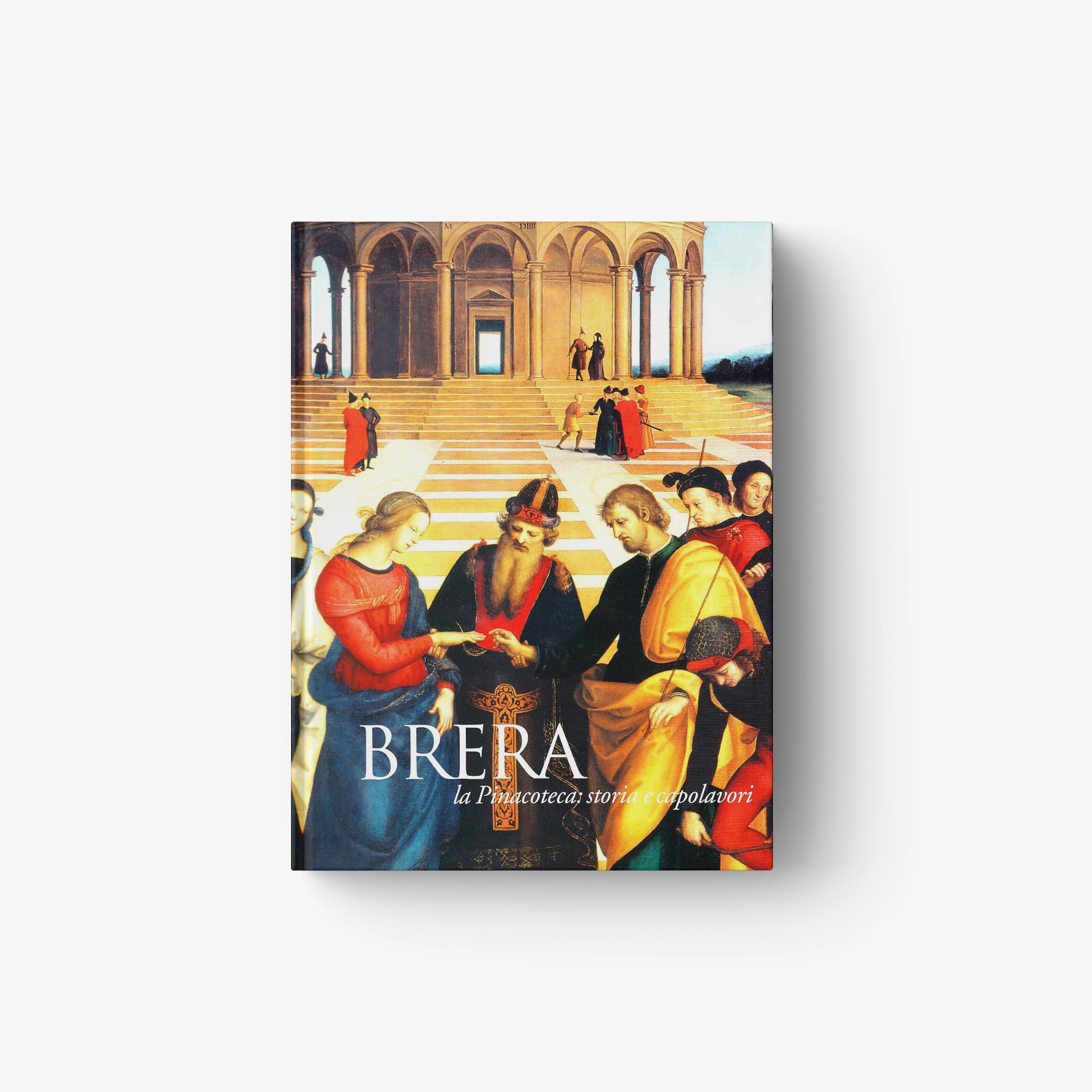 Brera pinacoteca book: colorful painting cover with gold arches and people