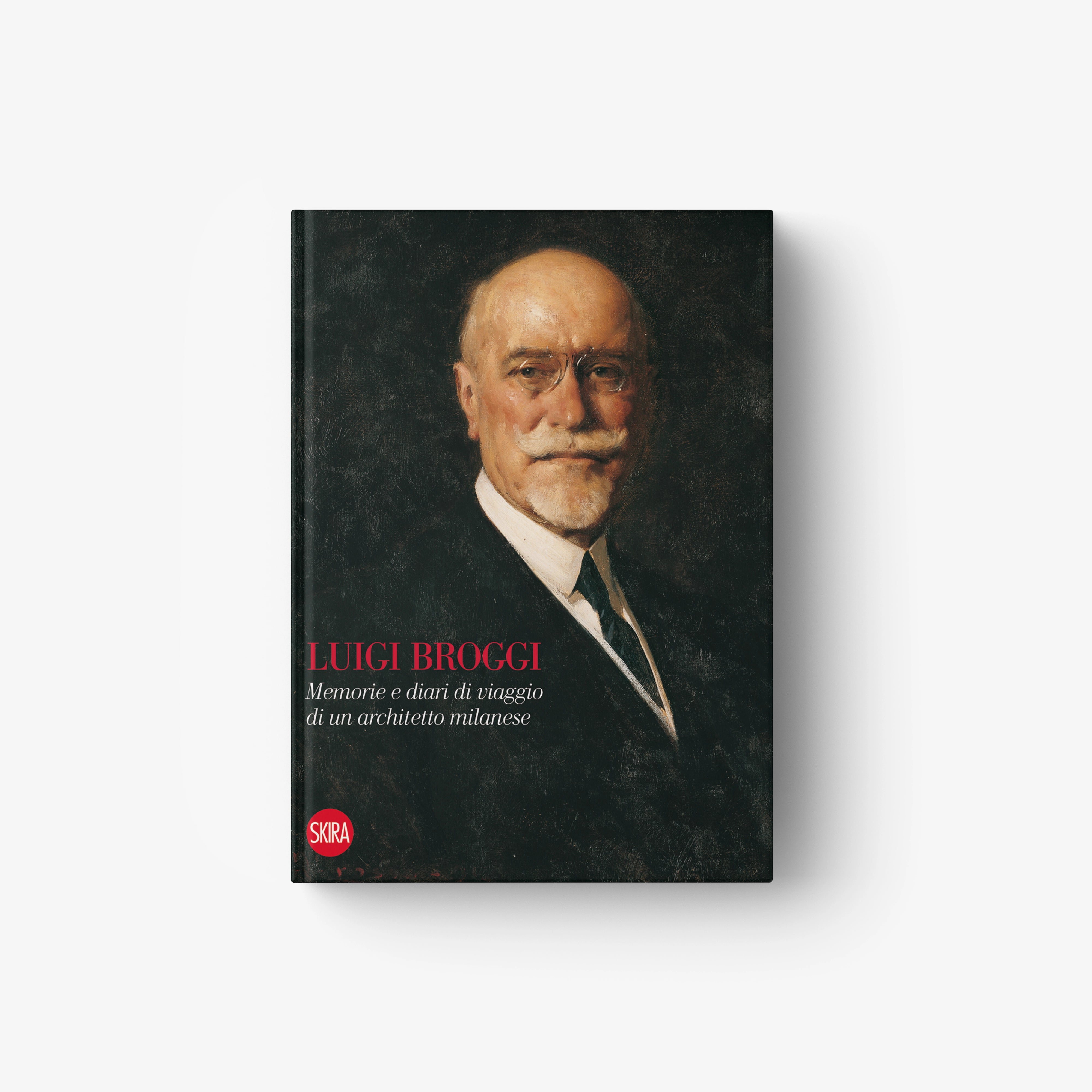 Hardcover book with Luigi Broggi portrait cover, red title text.
