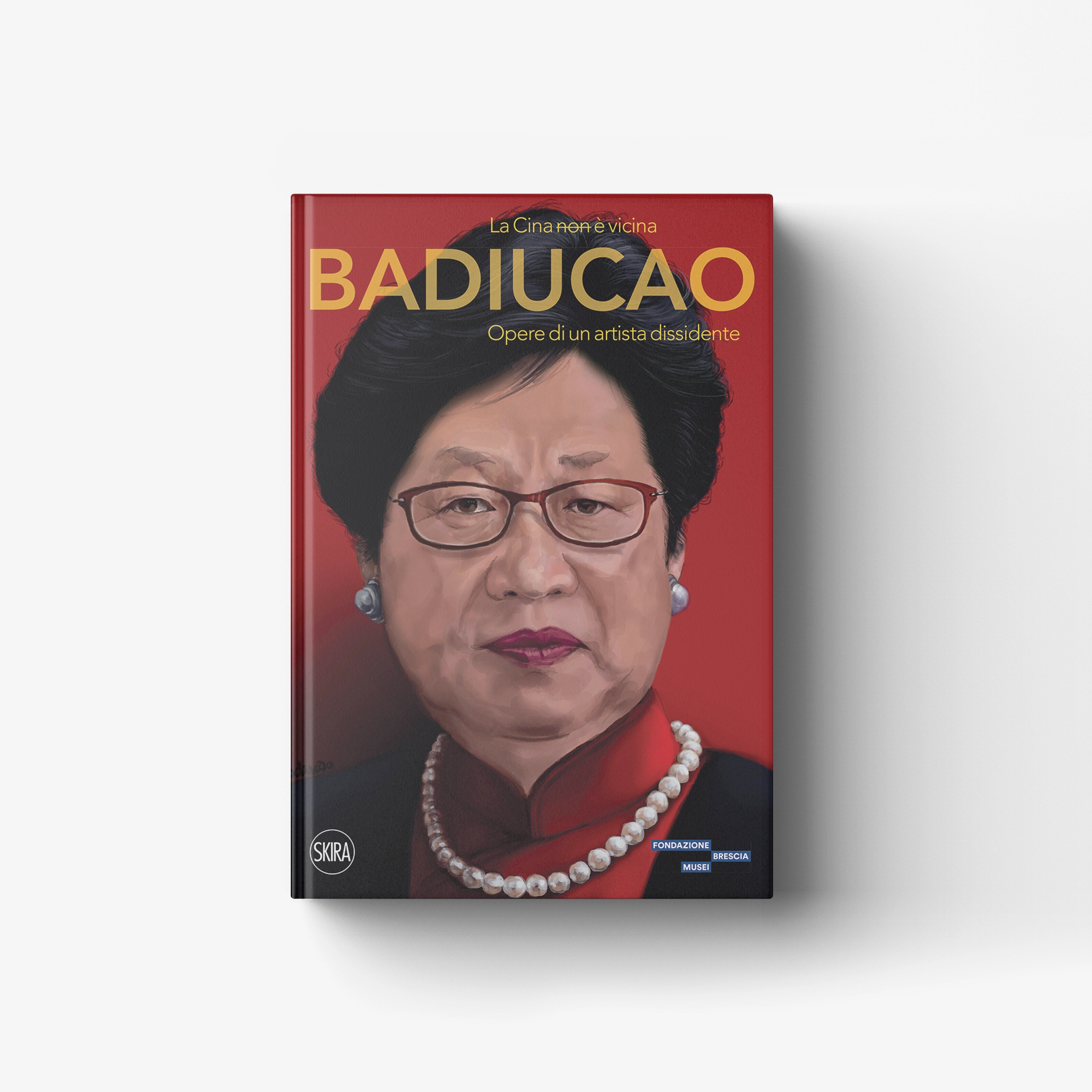 Contemporary art book in red and black with portrait cover, Skira Arte, theme protesta e dissenso politico
