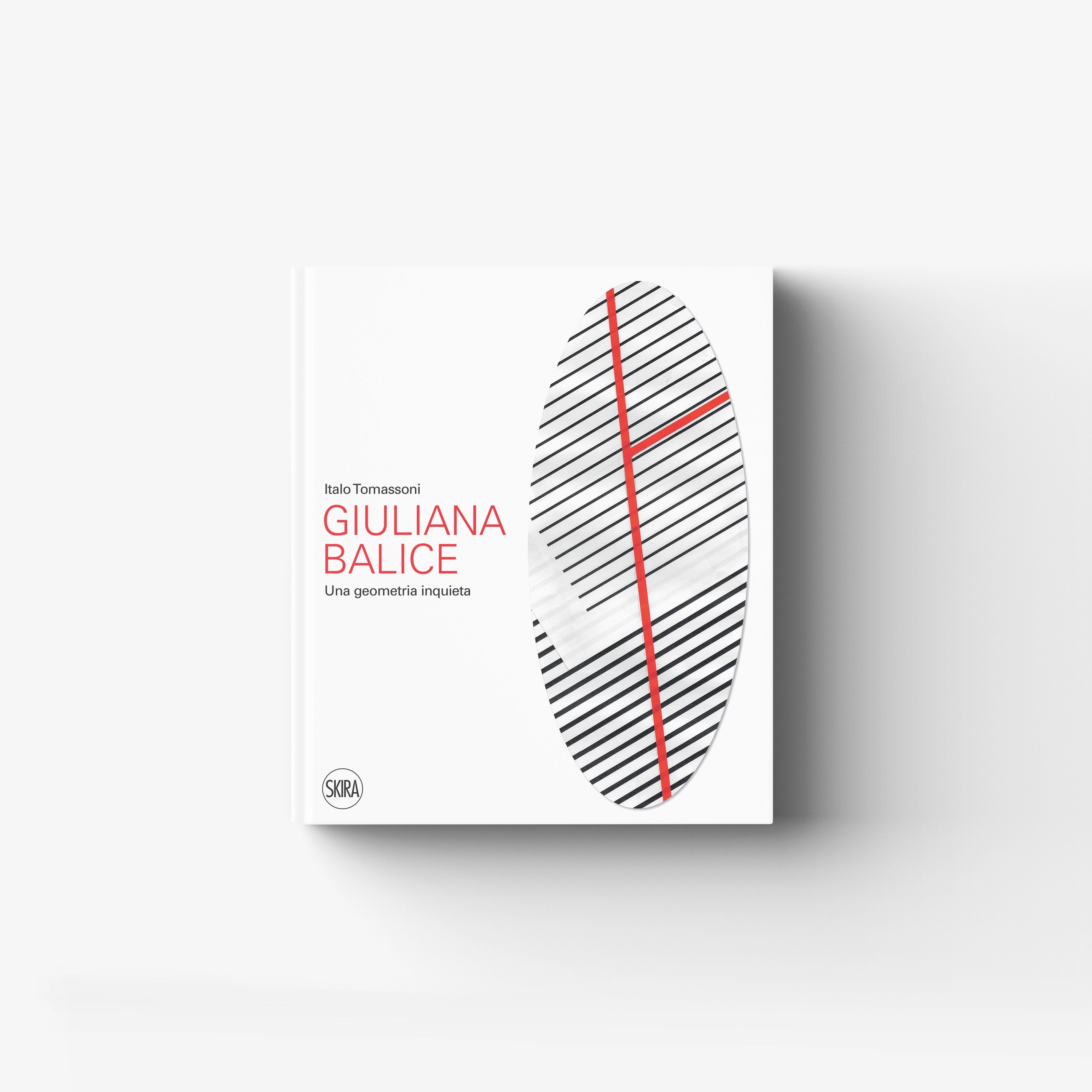 Monografia d'arte contemporanea Skira Arte Giuliana Balice with black and white striped cover and red vertical line