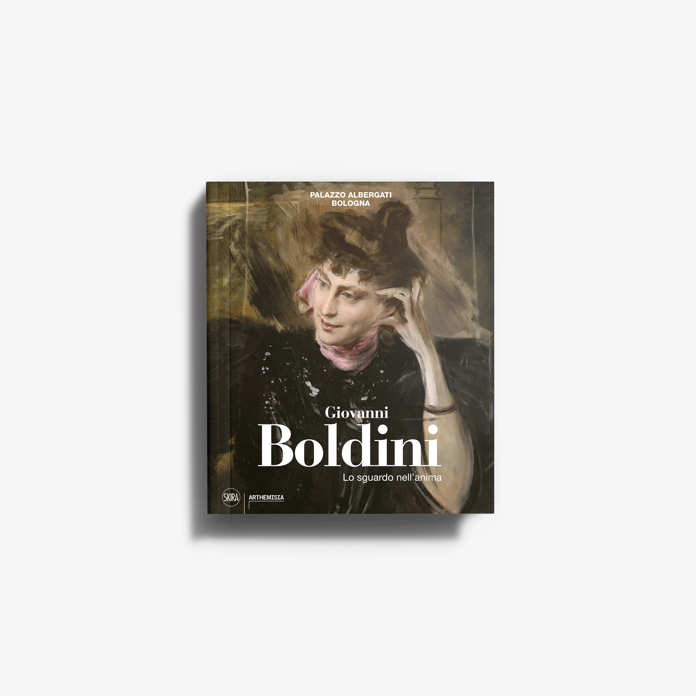 Art book by Skira Arte, Giovanni Boldini, with illustrated biographical essays, showing a painted portrait cover in olive and beige