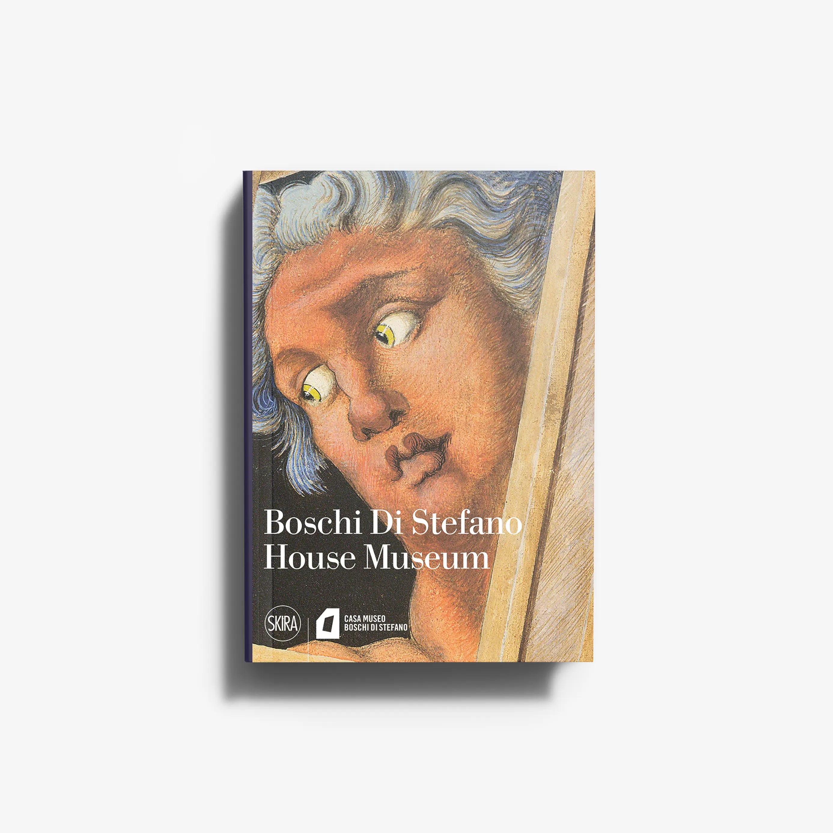 House museum exhibition guidebook by Skira Arte, illustrated cover with warm orange and blue face artwork