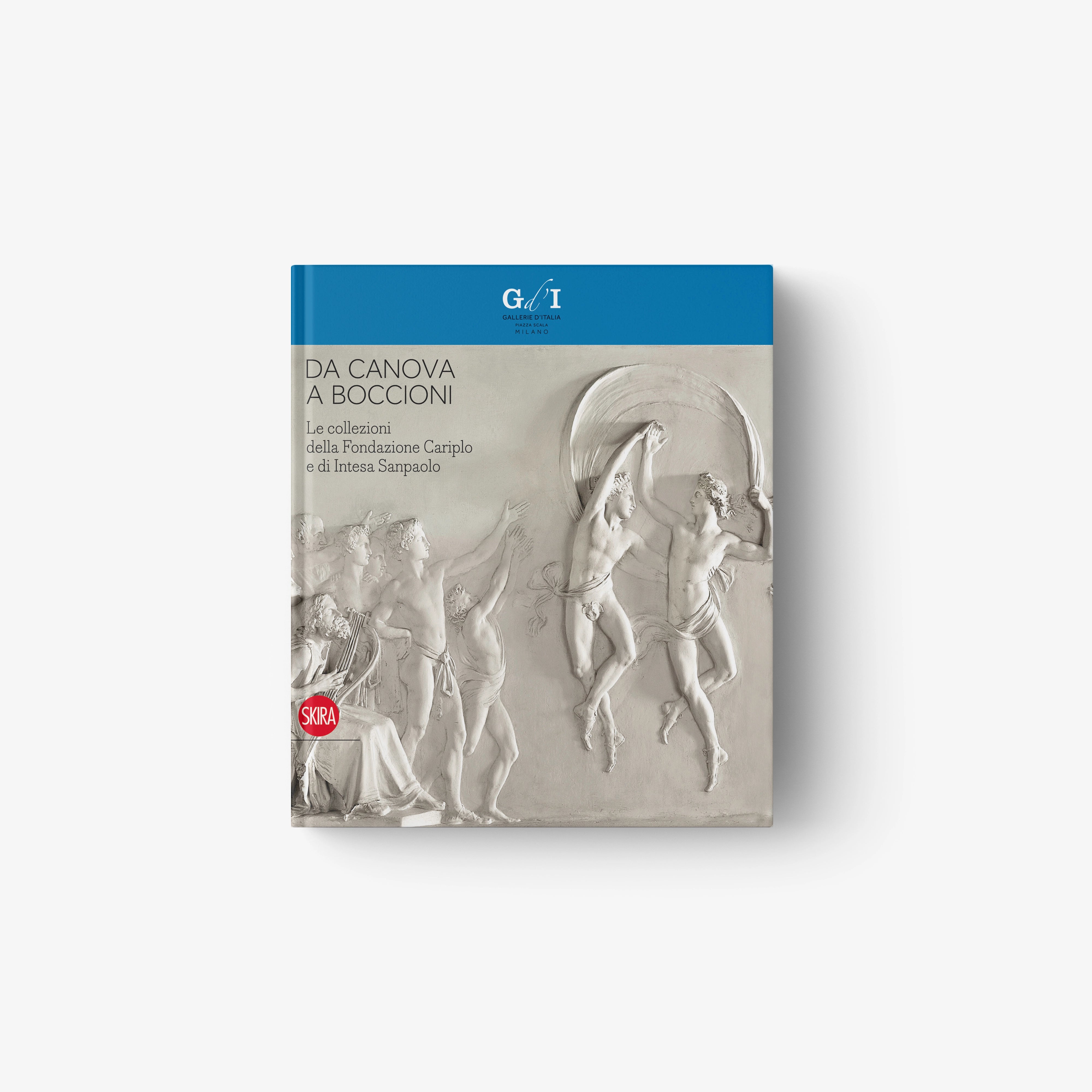 Art history book cover, From Canova to Boccioni, blue top and gray classical figures
