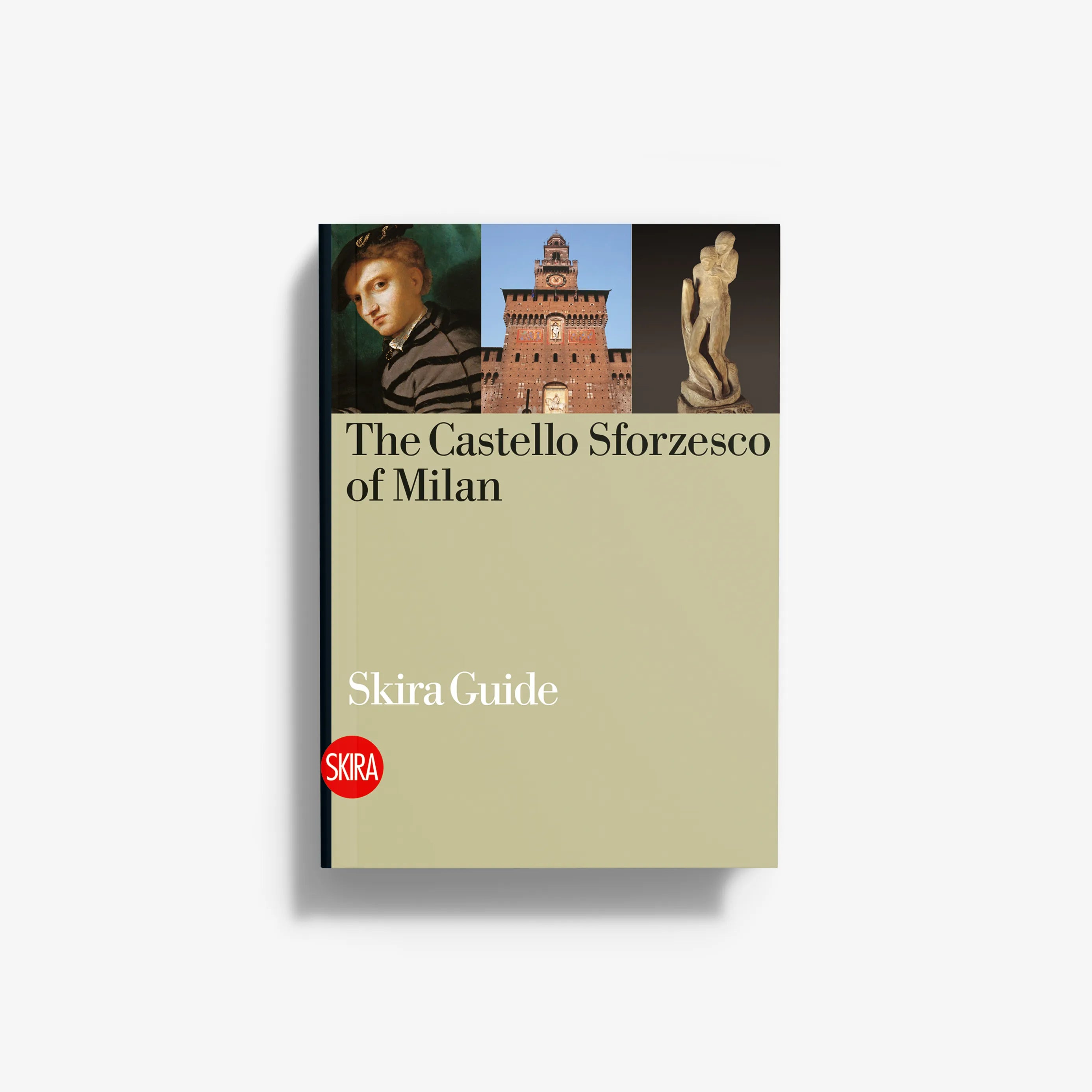 Castello Sforzesco of Milan Skira guidebook, illustrated cover with architecture and portrait