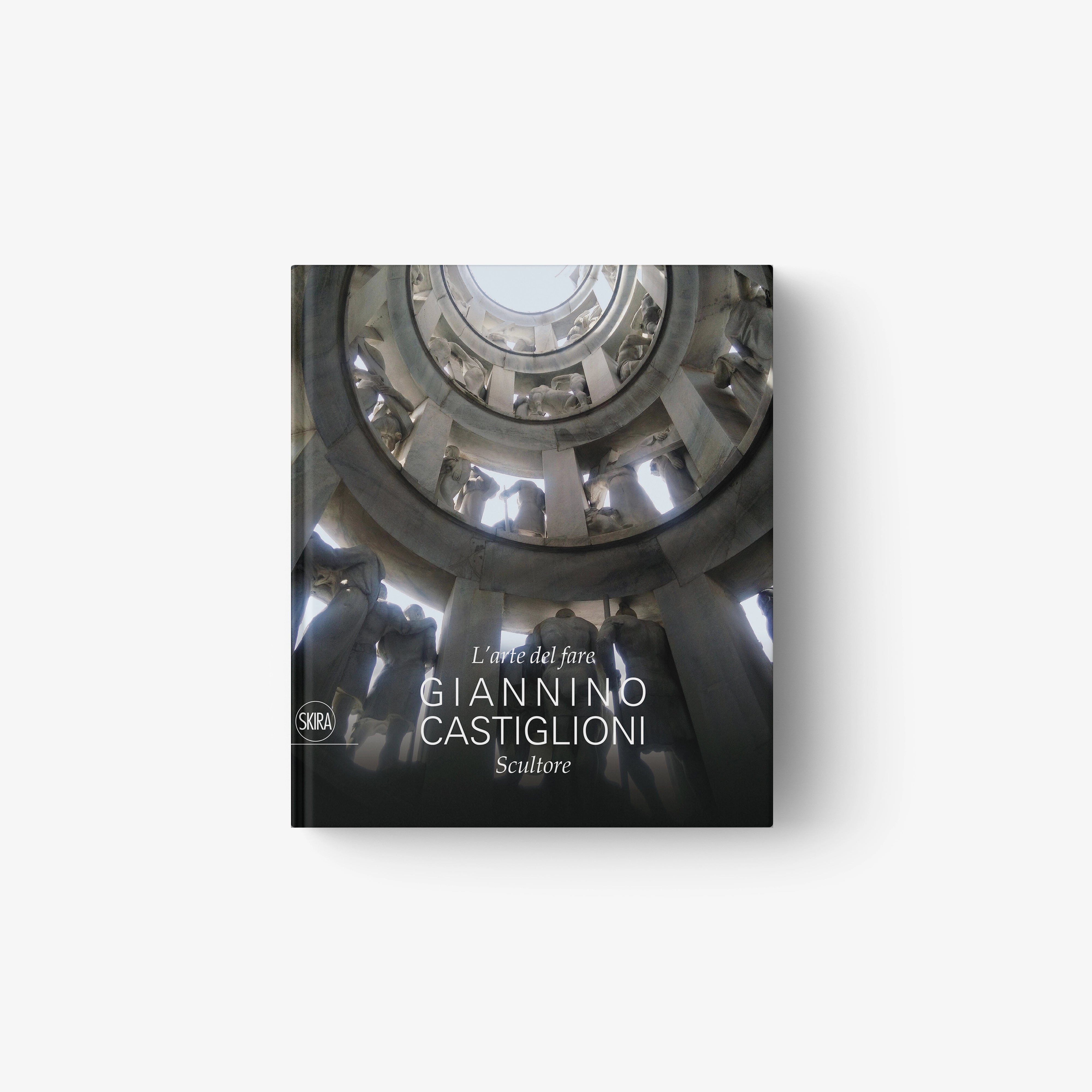 Art book cover with metallic abstract sculpture and Giannino Castiglioni title