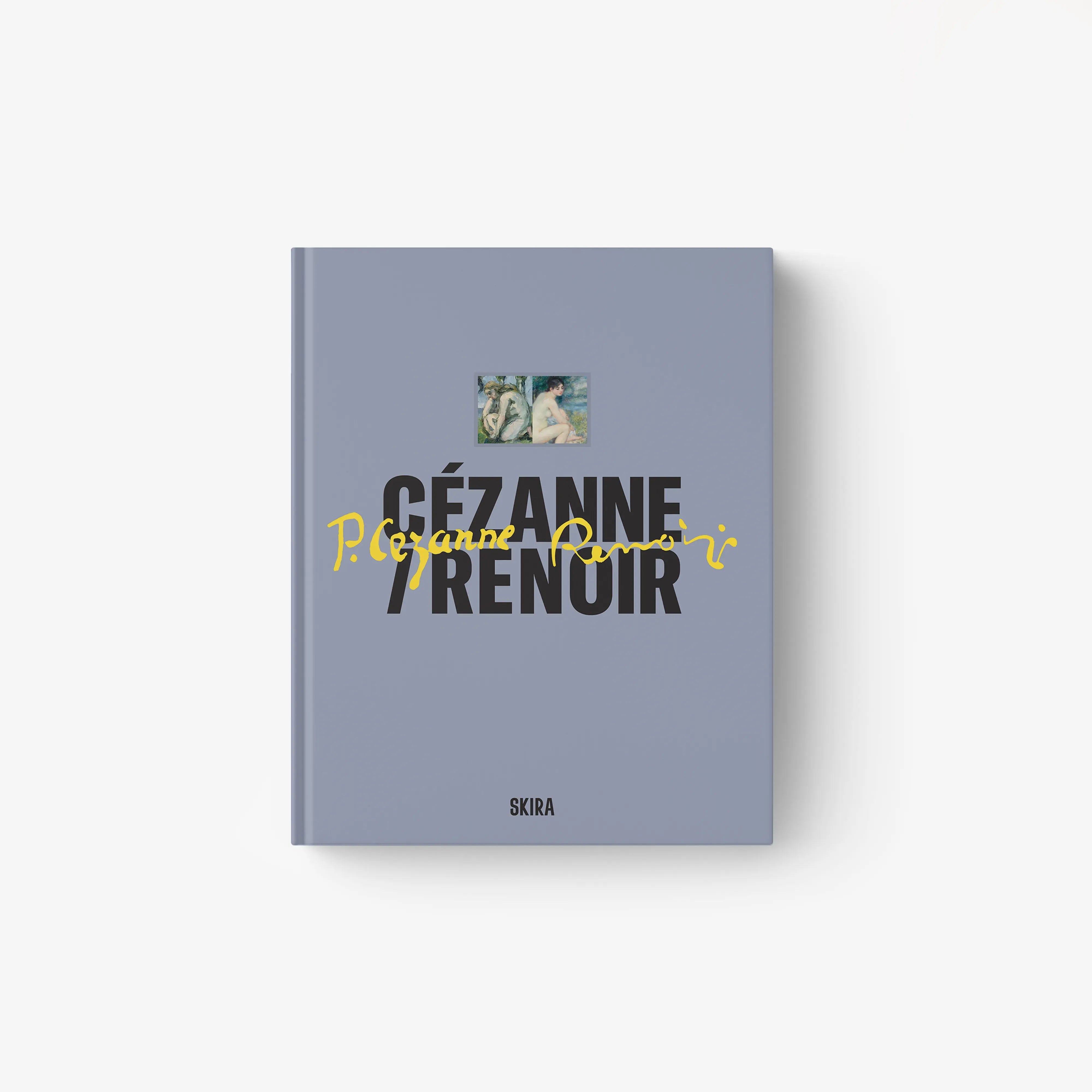 Art book in light blue with Skira Arte branding, Cézanne and Renoir focus, featuring 50 masterpieces selection