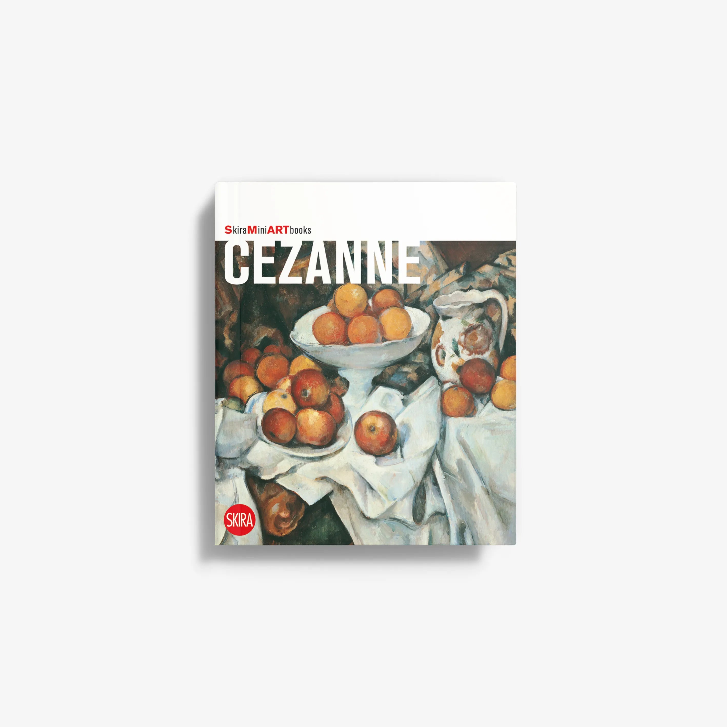 Cézanne art book cover with a still life of fruit bowls and draped cloth