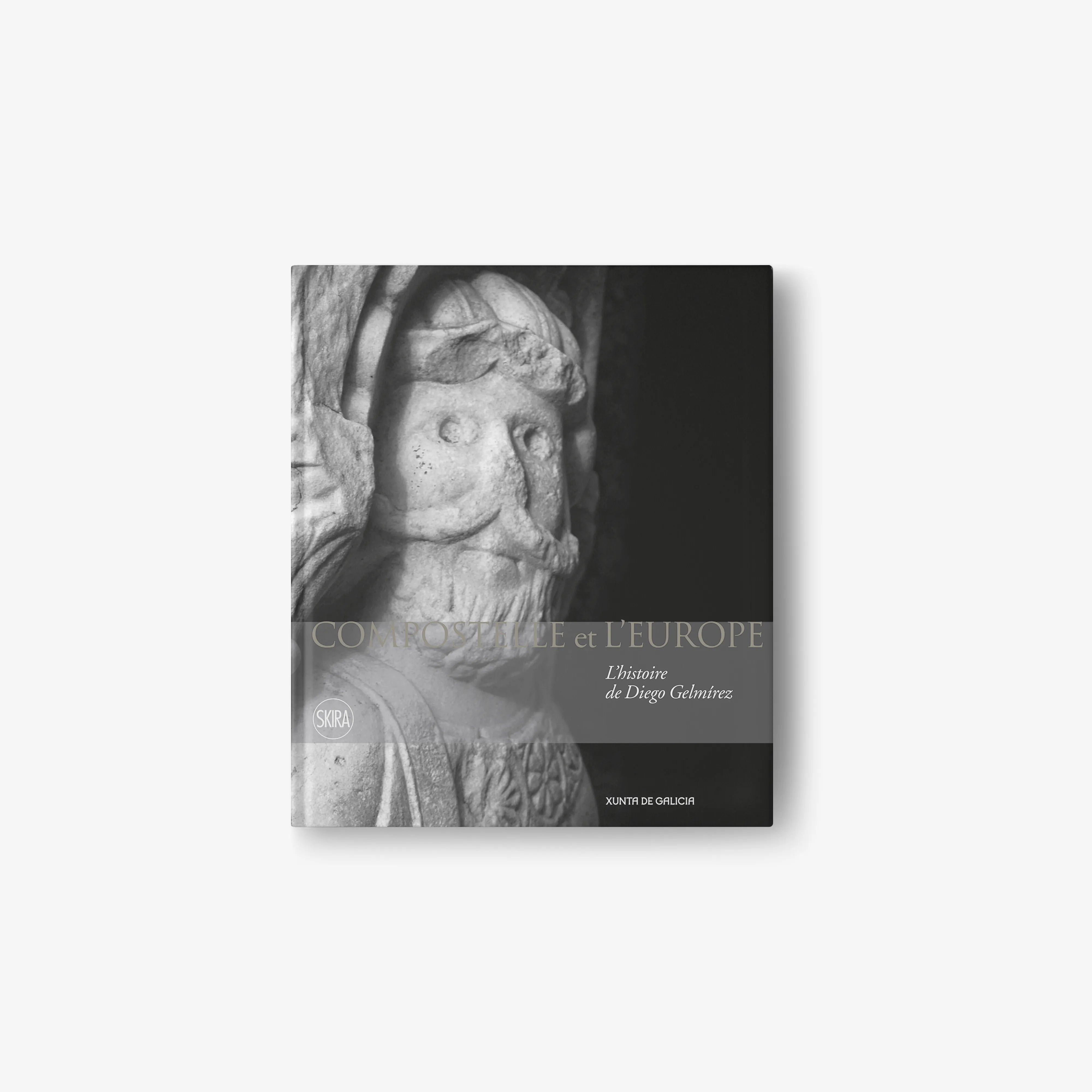 Travel guide book, grayscale cover illustration and French title text