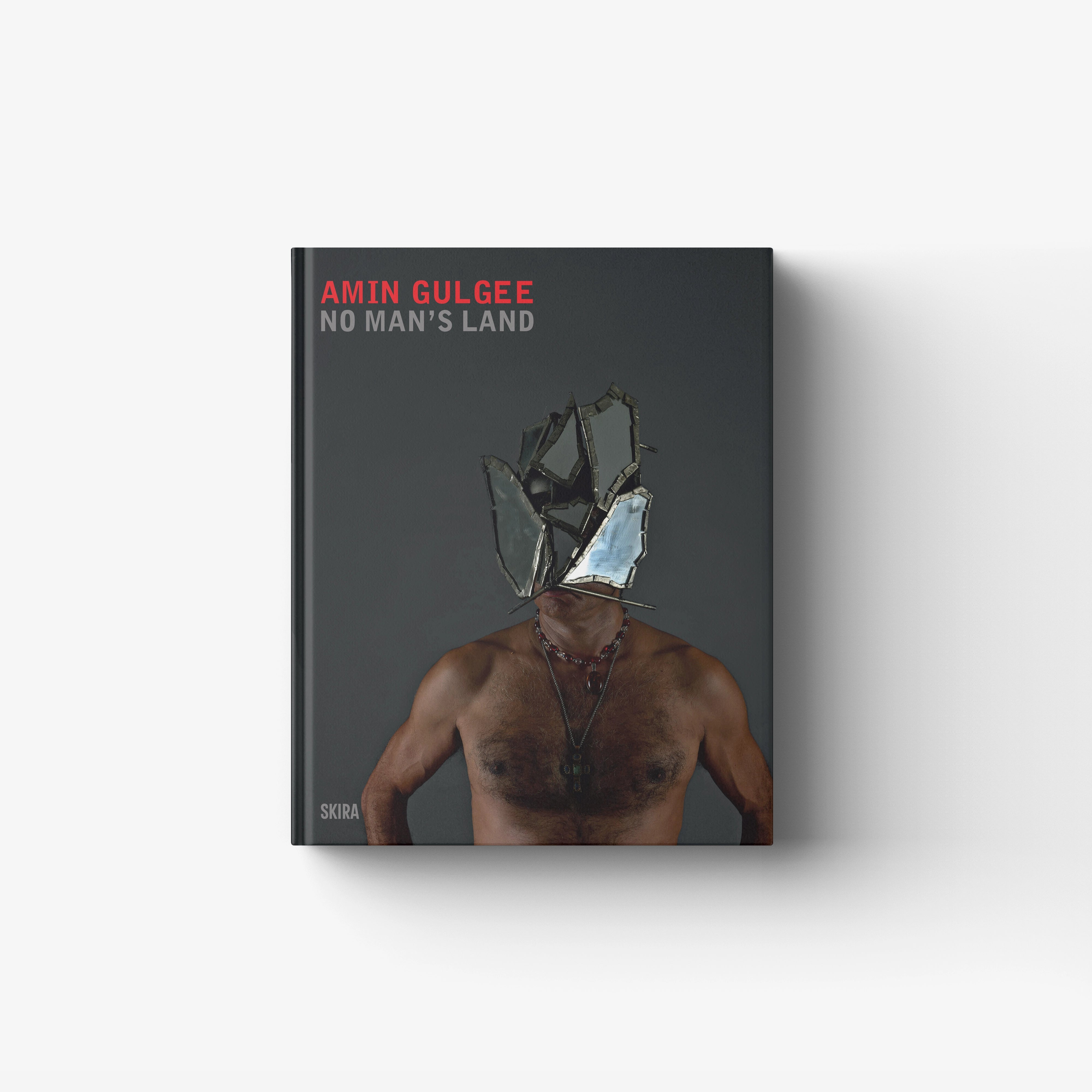 Contemporary art book in dark grey with mixed techniques artwork, Skira Arte, Amin Gulgee No man's land cover