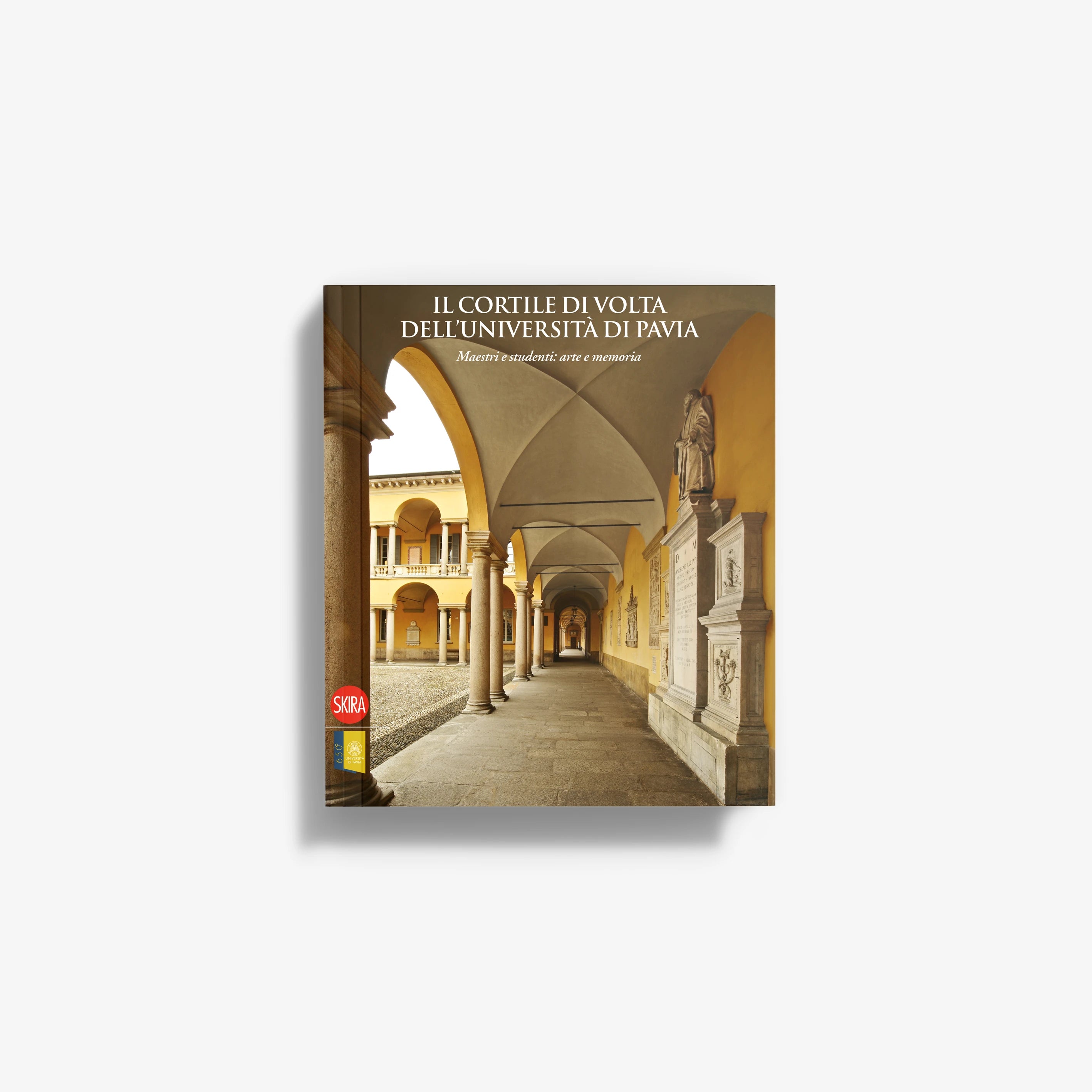 History book cover featuring arcaded courtyard photo with title lettering and hardback