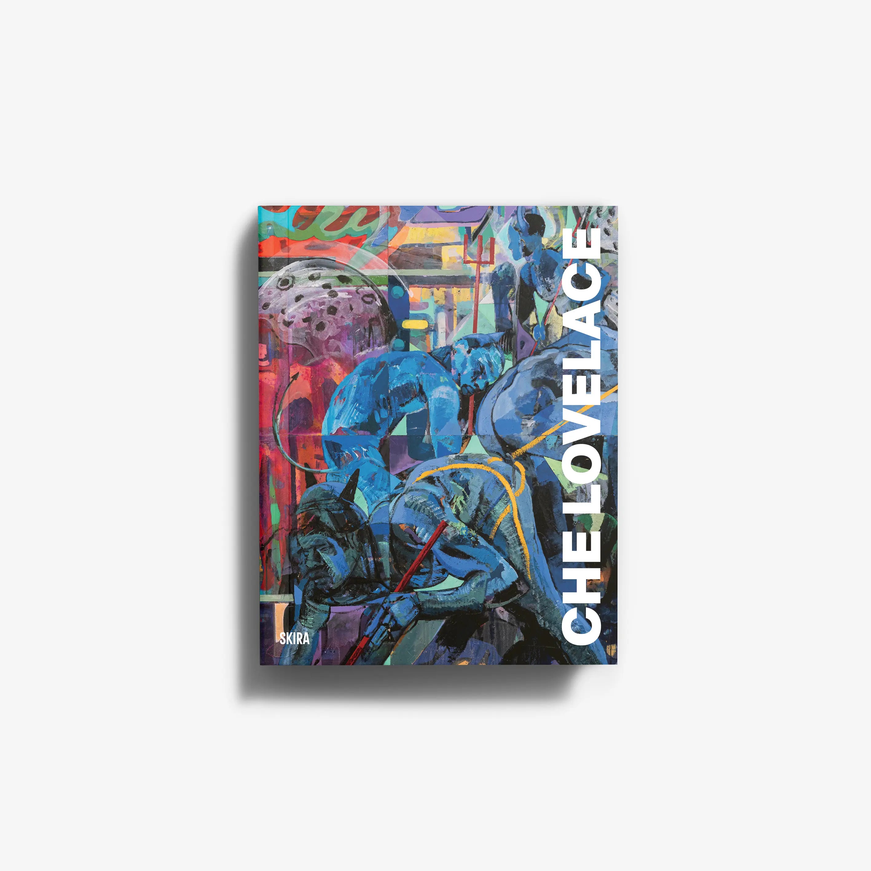 Che Lovelace square art print, colorful graffiti collage with bold vertical lettering