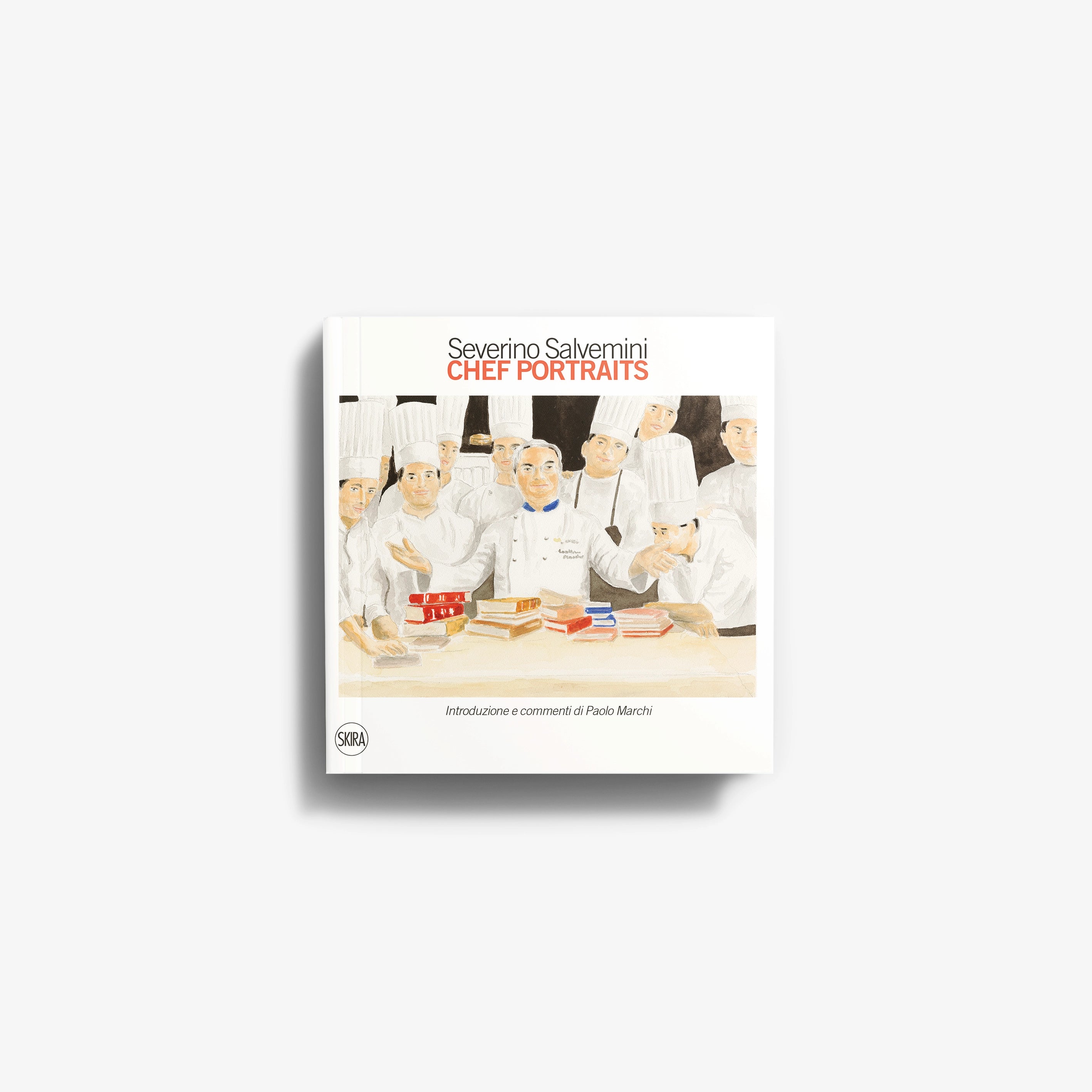 Chef portraits book by Skira Arte with illustrated chef portraits and Italian gastronomy interpreters