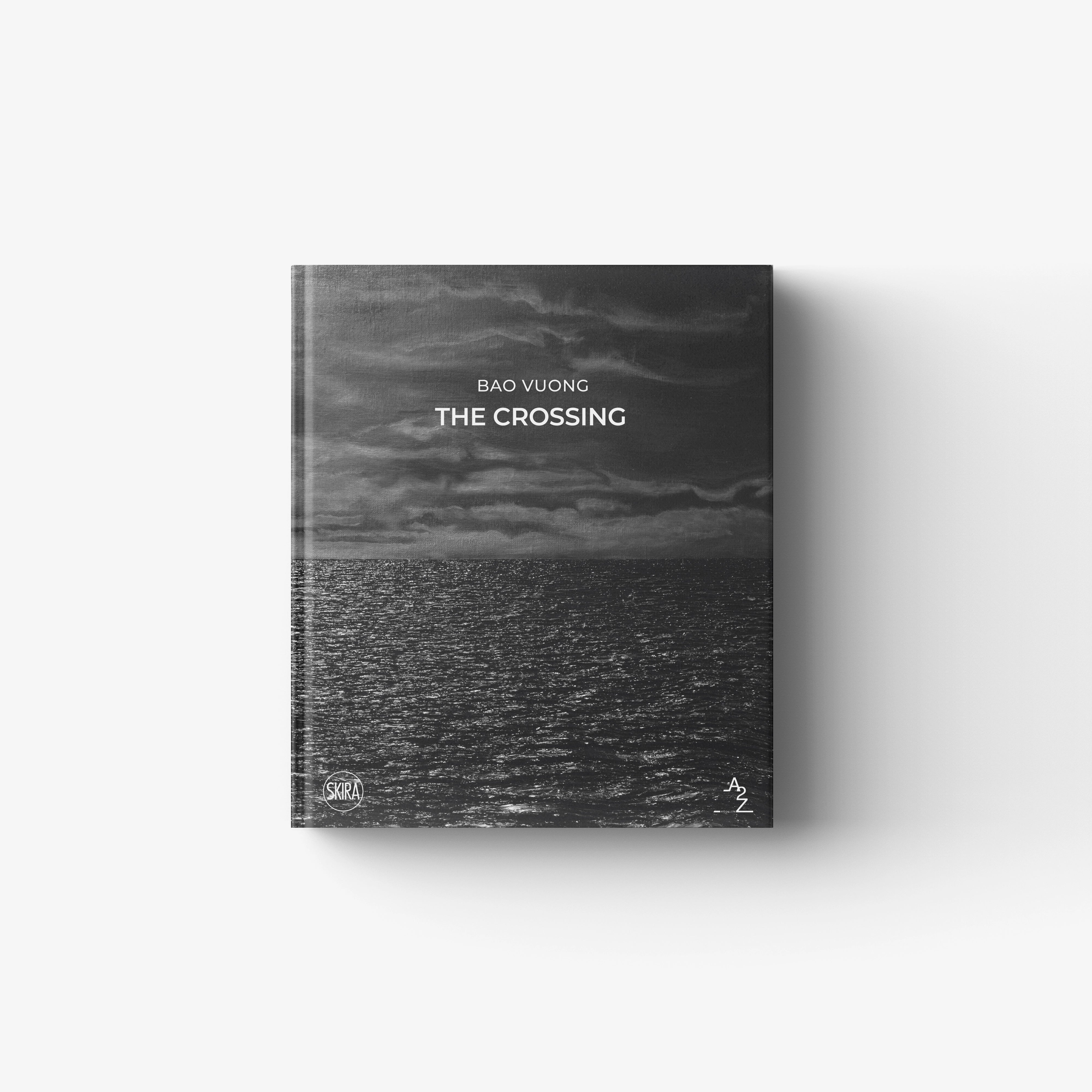 Contemporary art book by Skira Arte, dark grey with cloudy texture, The Crossing series inspired by the artist's journey