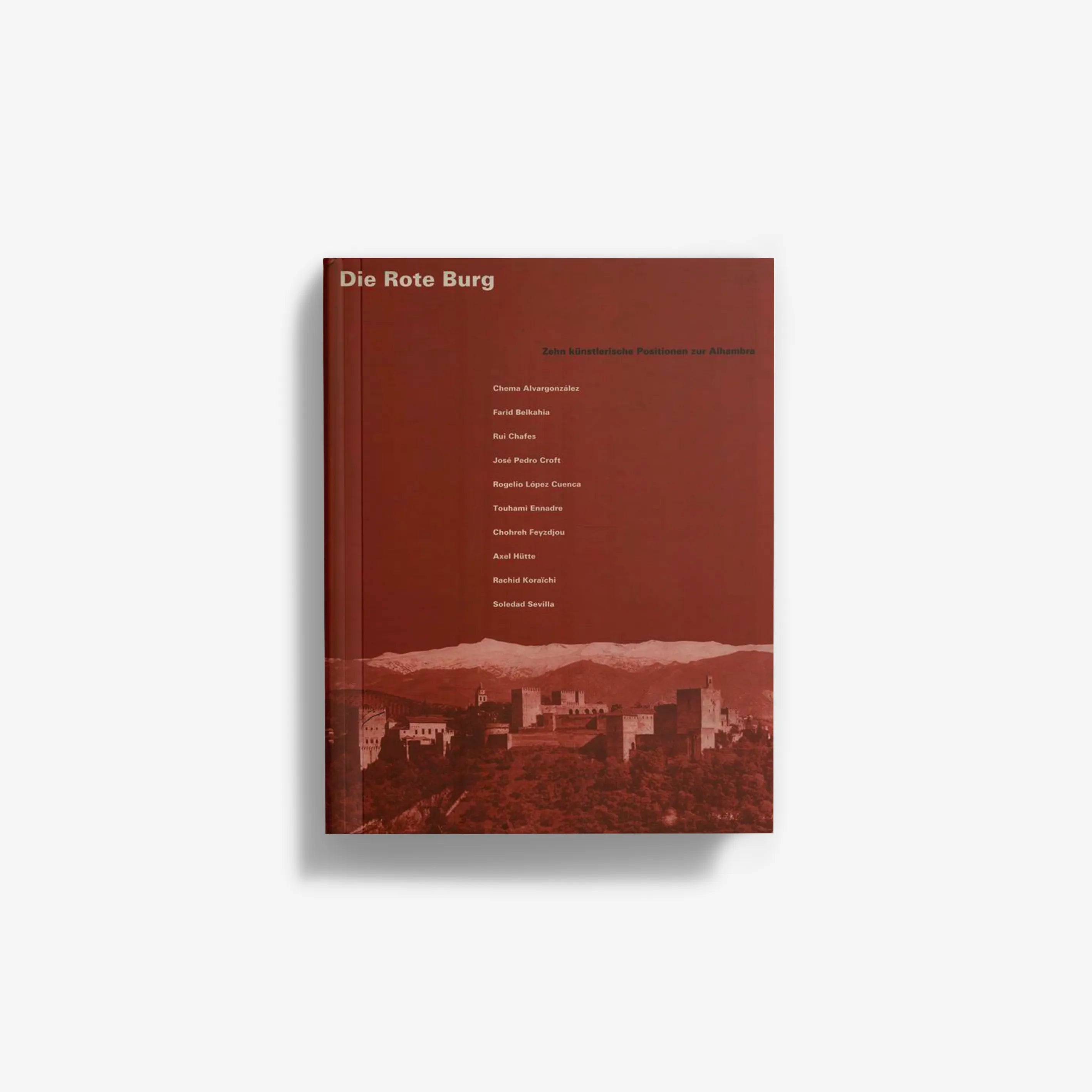 Contemporary art book in red with Skira Arte branding, exhibition catalogue for the Alhambra in Granada