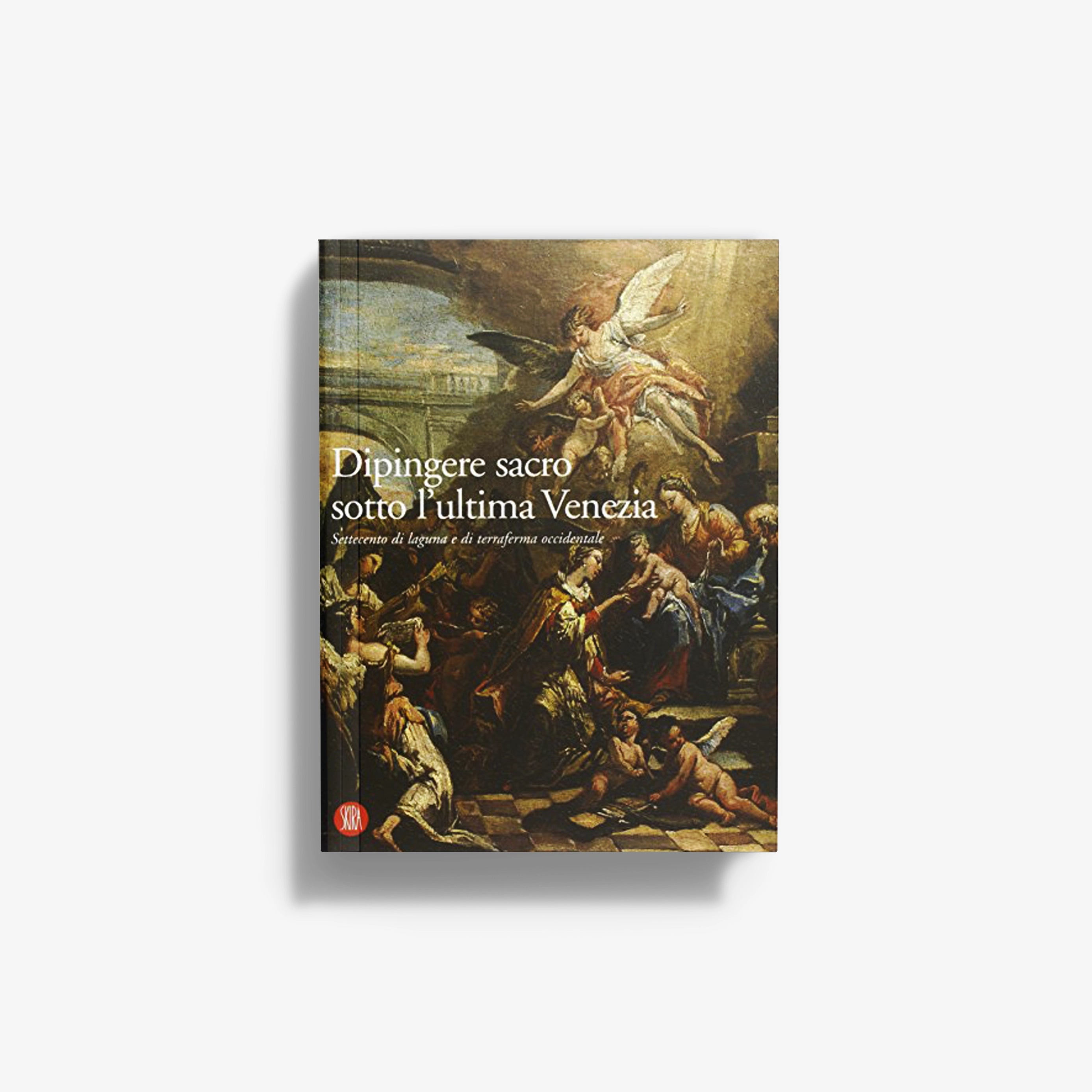 Hardcover art book with painted religious scene cover, angel and figures