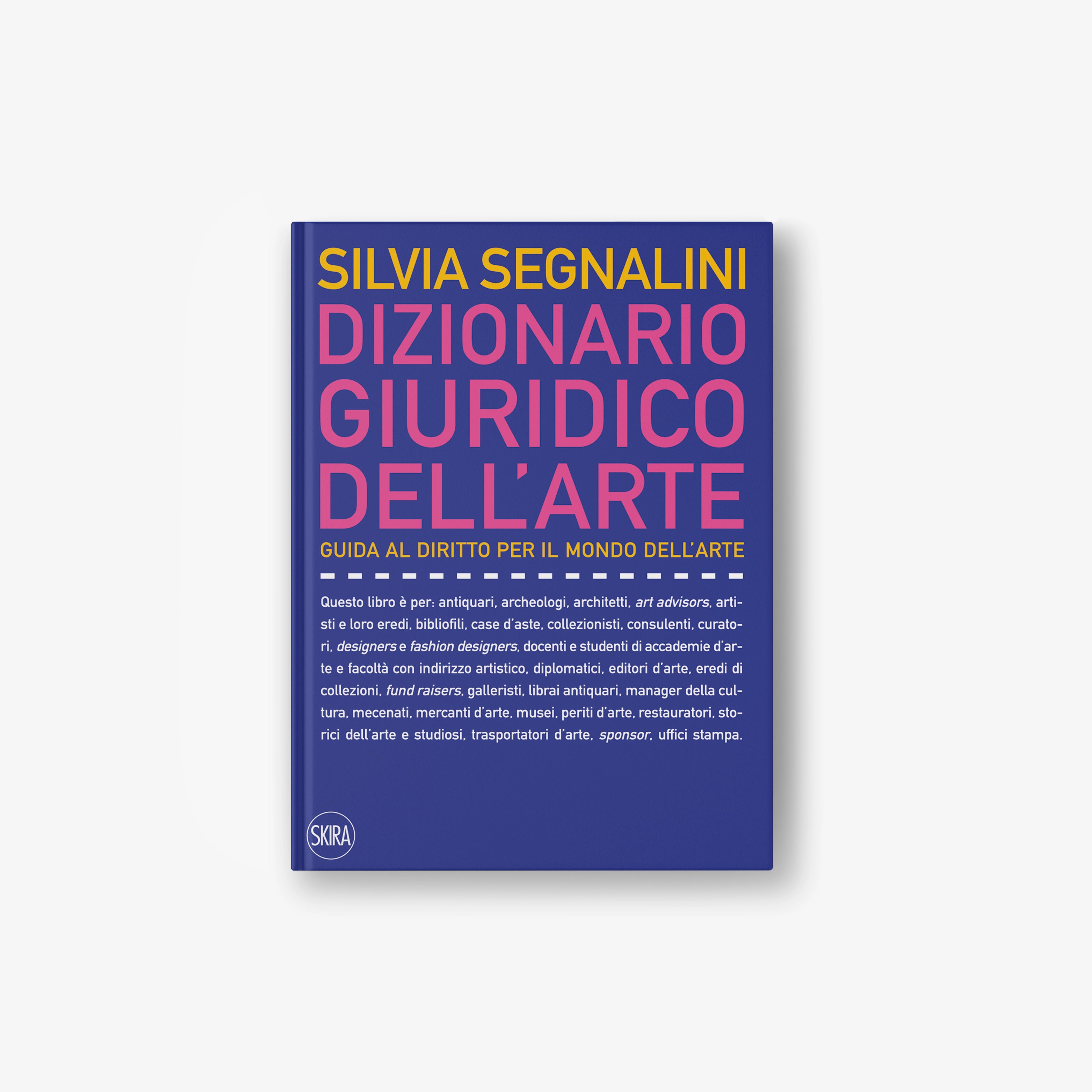 Art legal dictionary book with blue cover and pink title text, SKIRA logo