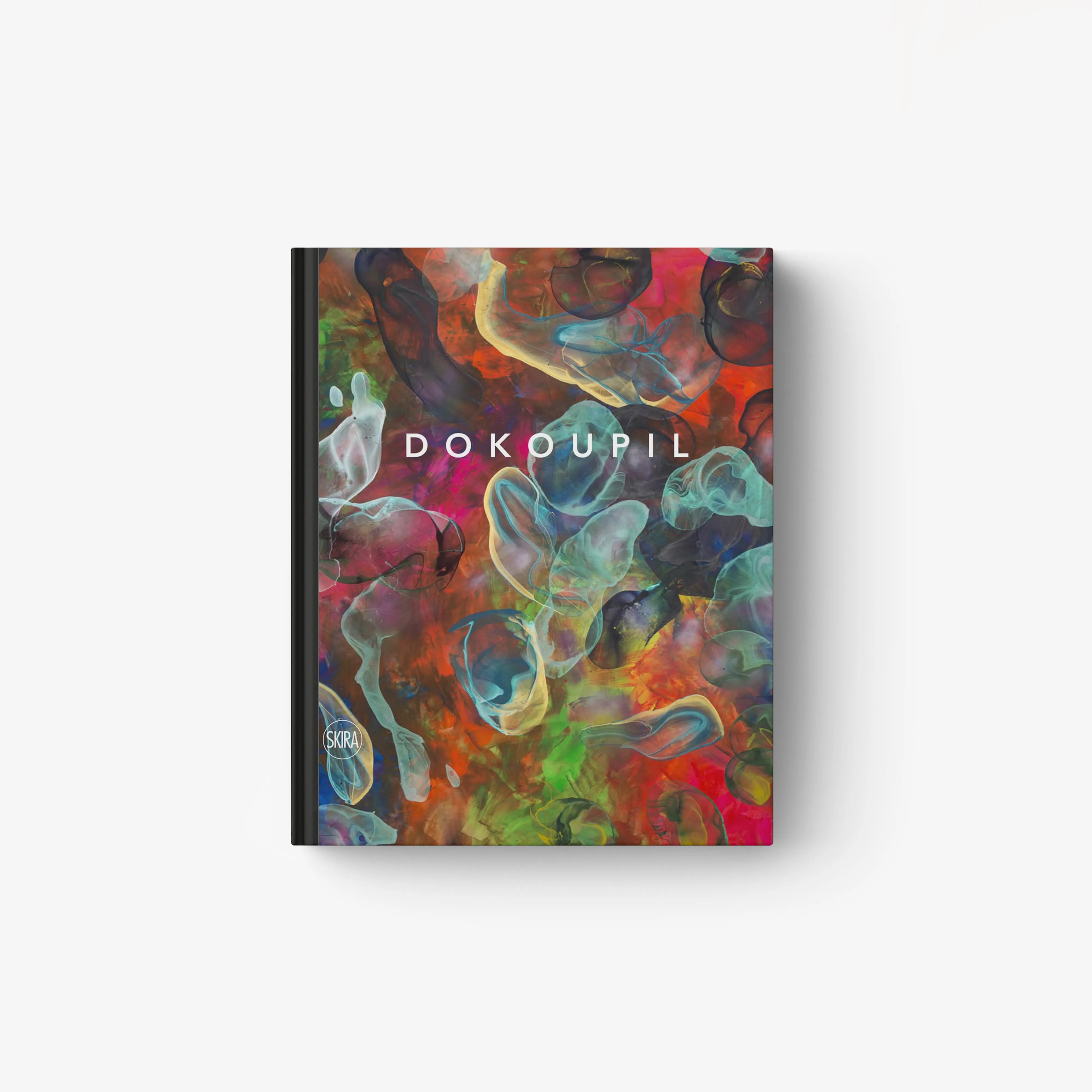 Contemporary painting artwork with Skira Arte, Dokoupil, neo-expressive figurative style, vibrant multicolour abstract figures